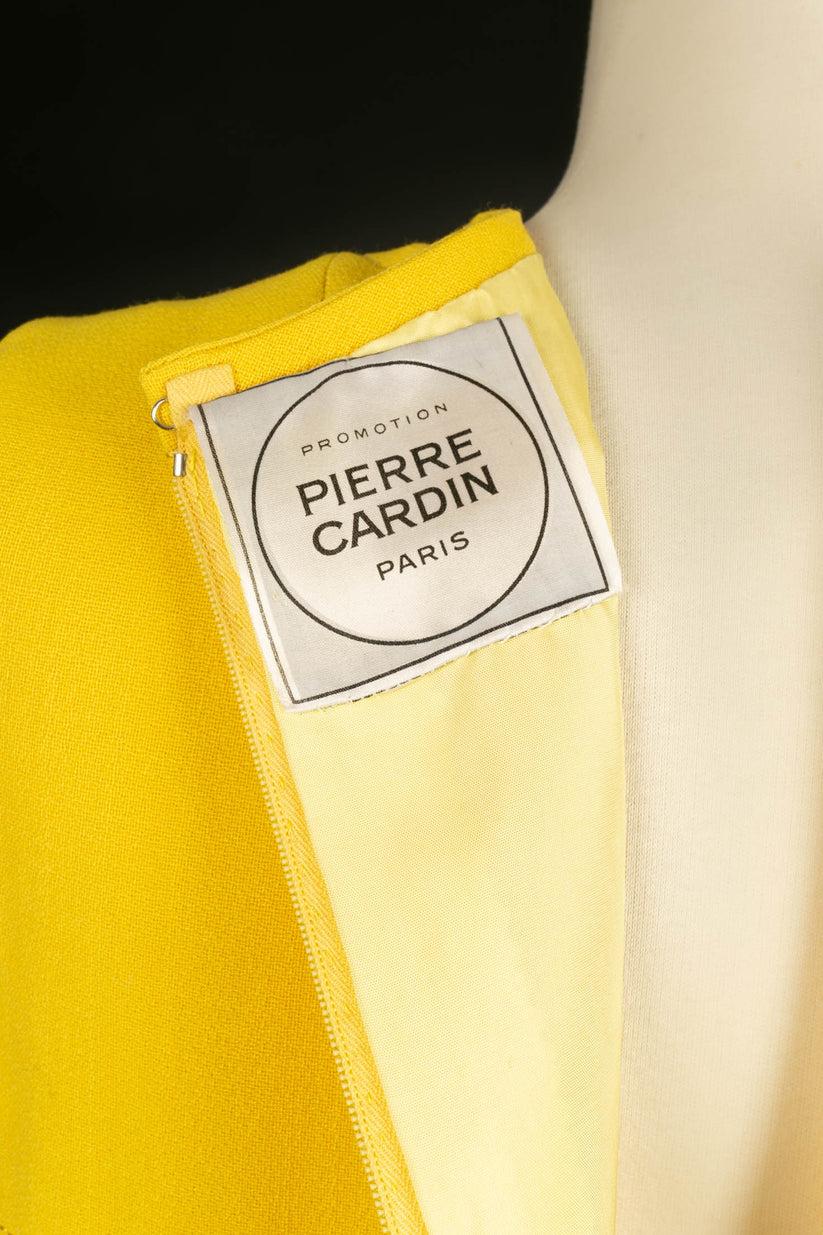 Pierre Cardin - Robe jaune canari en laine mélangée en vente 2