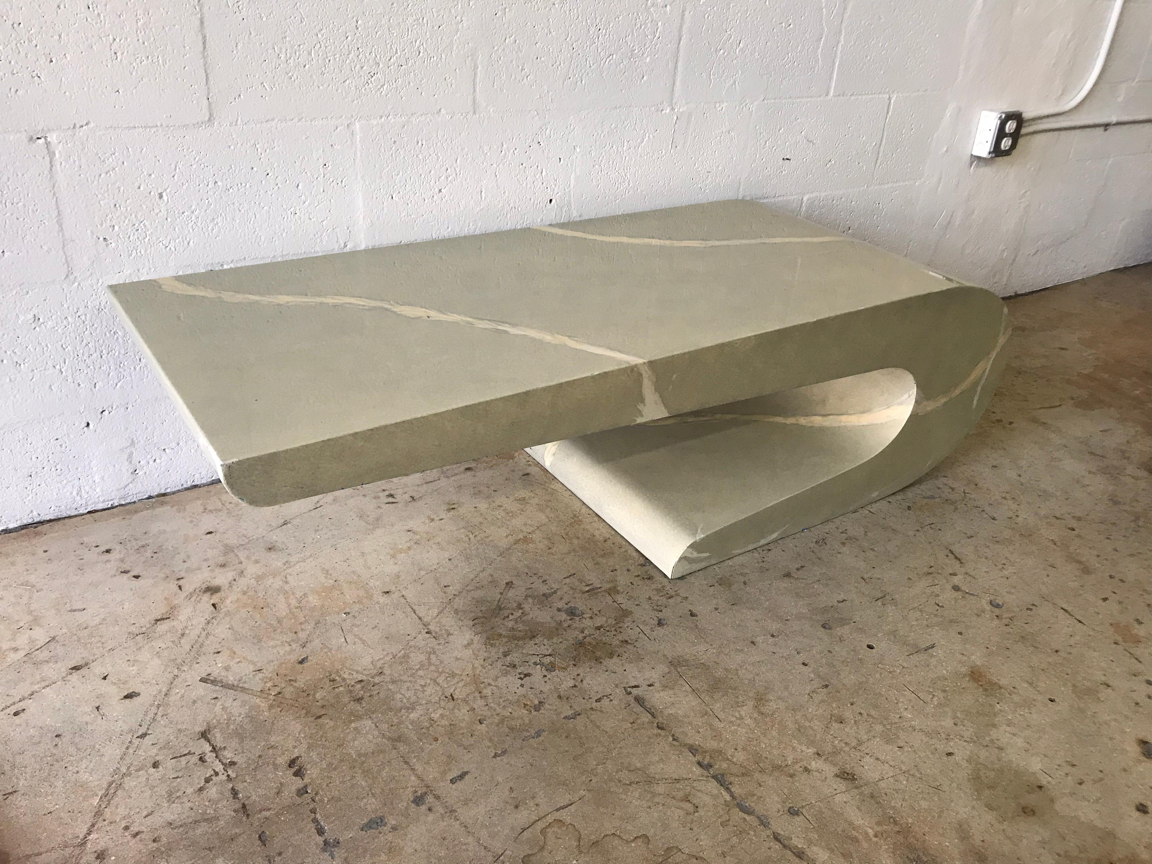 Mid-Century Modern Pierre Cardin Cantilevered Trompe L Oeil Marble Coffee or Cocktail Table
