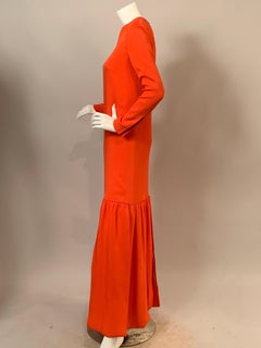 Pierre Cardin "Car Wash" Evening Dress in Orange Silk Crepe