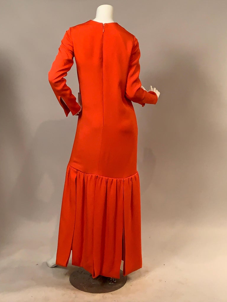 Pierre Cardin "Car Wash" Evening Dress in Orange Silk Crepe For Sale at