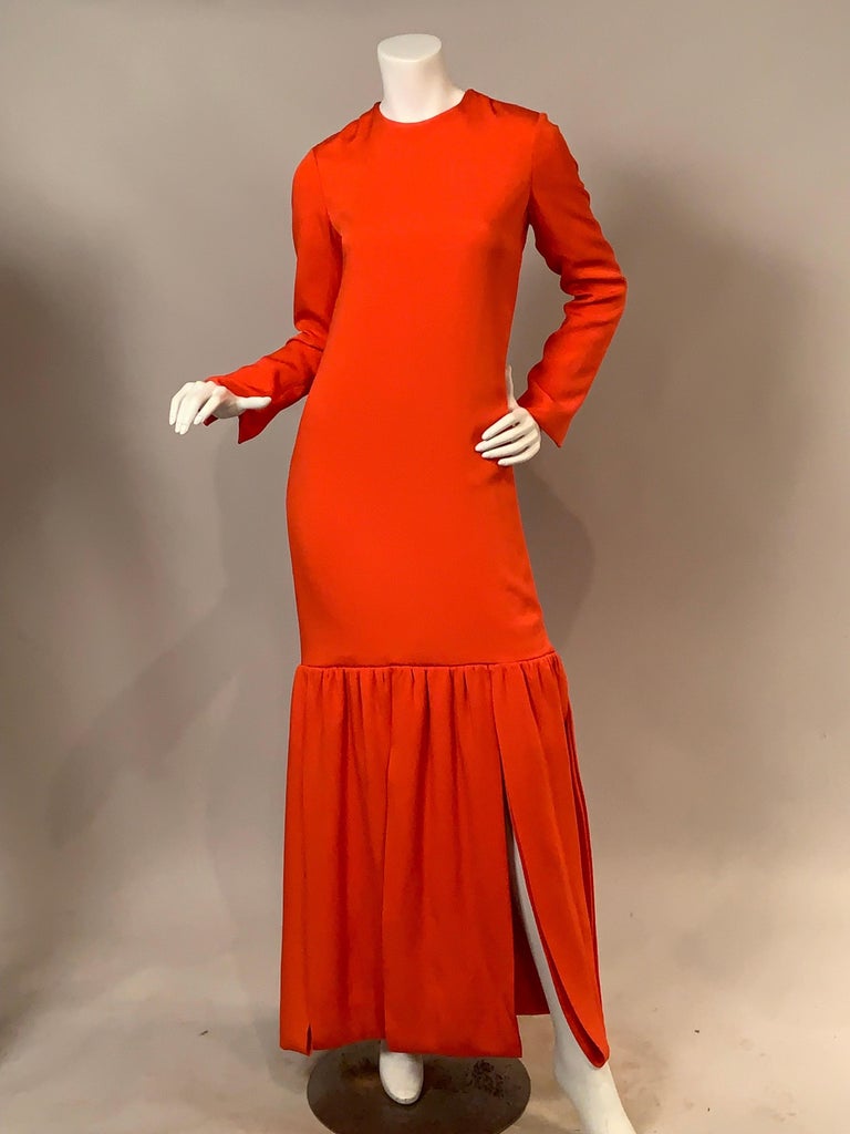 Pierre Cardin "Car Wash" Evening Dress in Orange Silk Crepe For Sale at