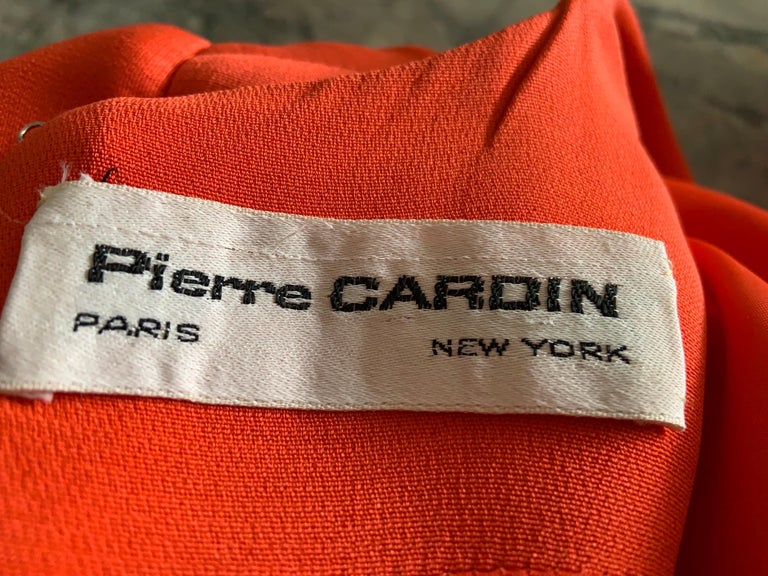 Pierre Cardin "Car Wash" Evening Dress in Orange Silk Crepe For Sale at