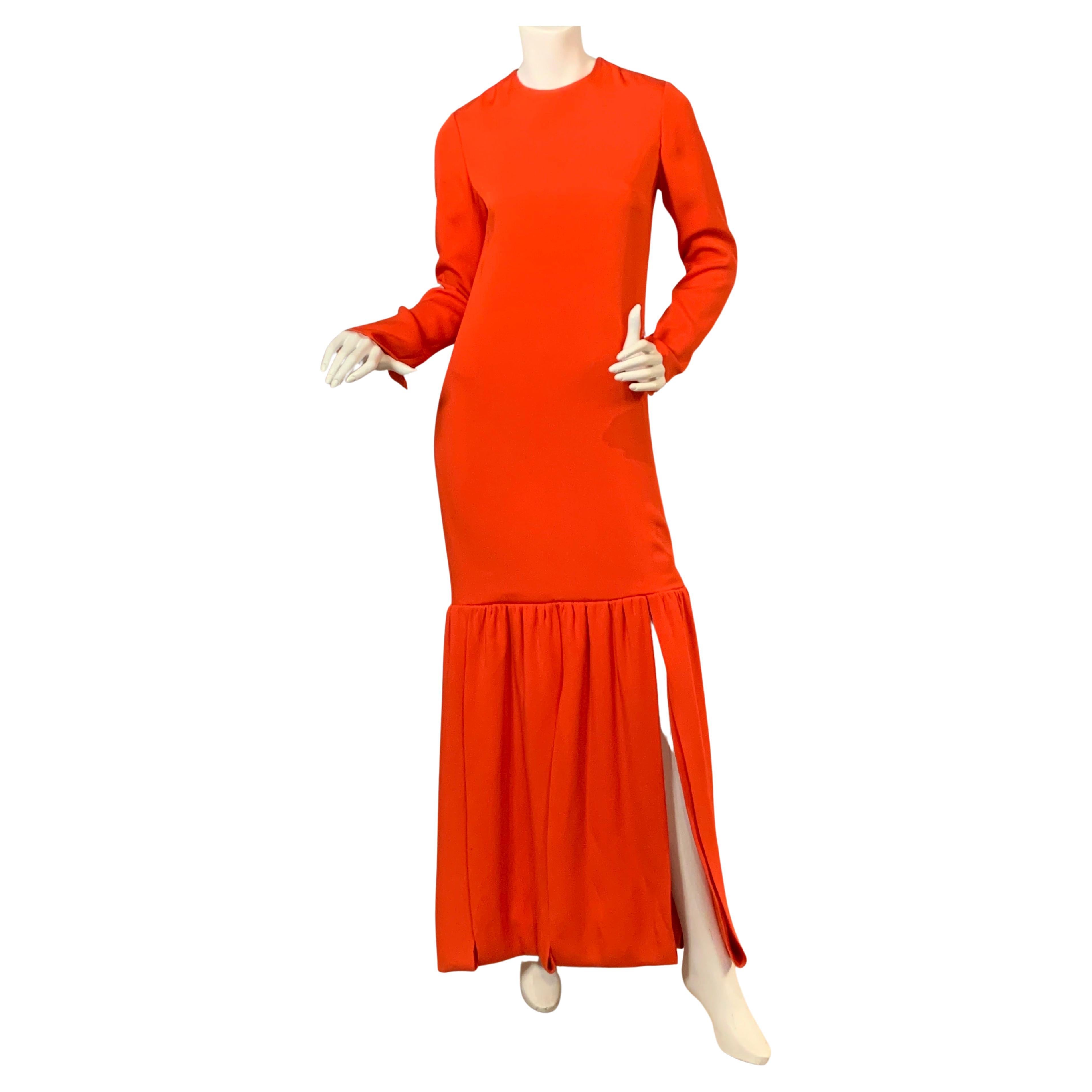 Pierre Cardin - Robe de soirée « Car Wash » en crêpe de soie orange