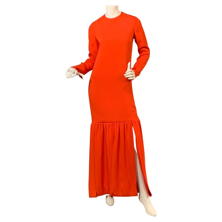 Pierre Cardin "Car Wash" Evening Dress in Orange Silk Crepe For Sale at 1stDibs