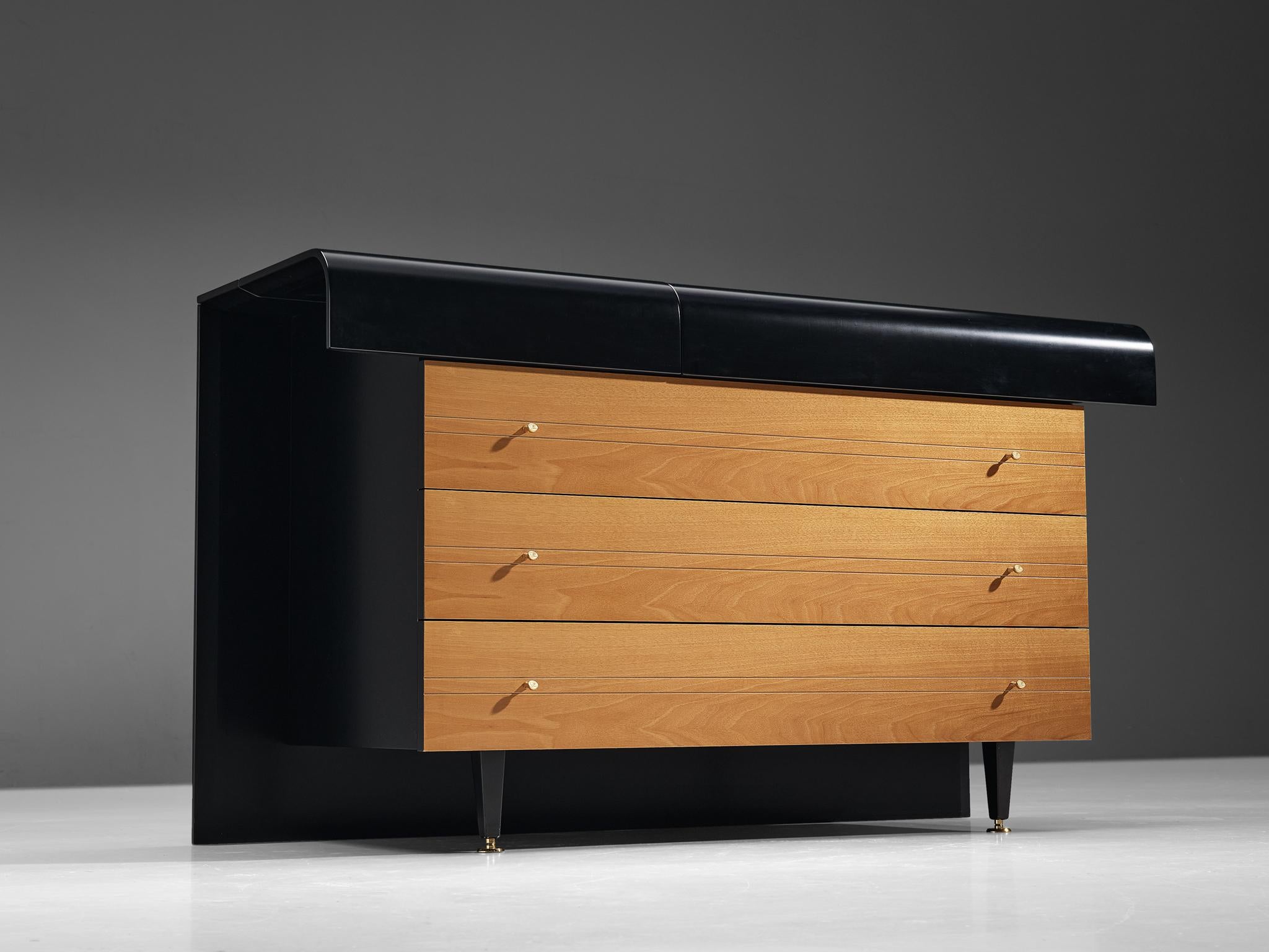 Pierre Cardin Chest of Drawers in Walnut and Brass For Sale 4