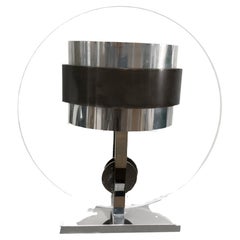 Pierre Cardin Chrome, Brass and Lucite Table Lamp, Mid-Century Modern, 29”