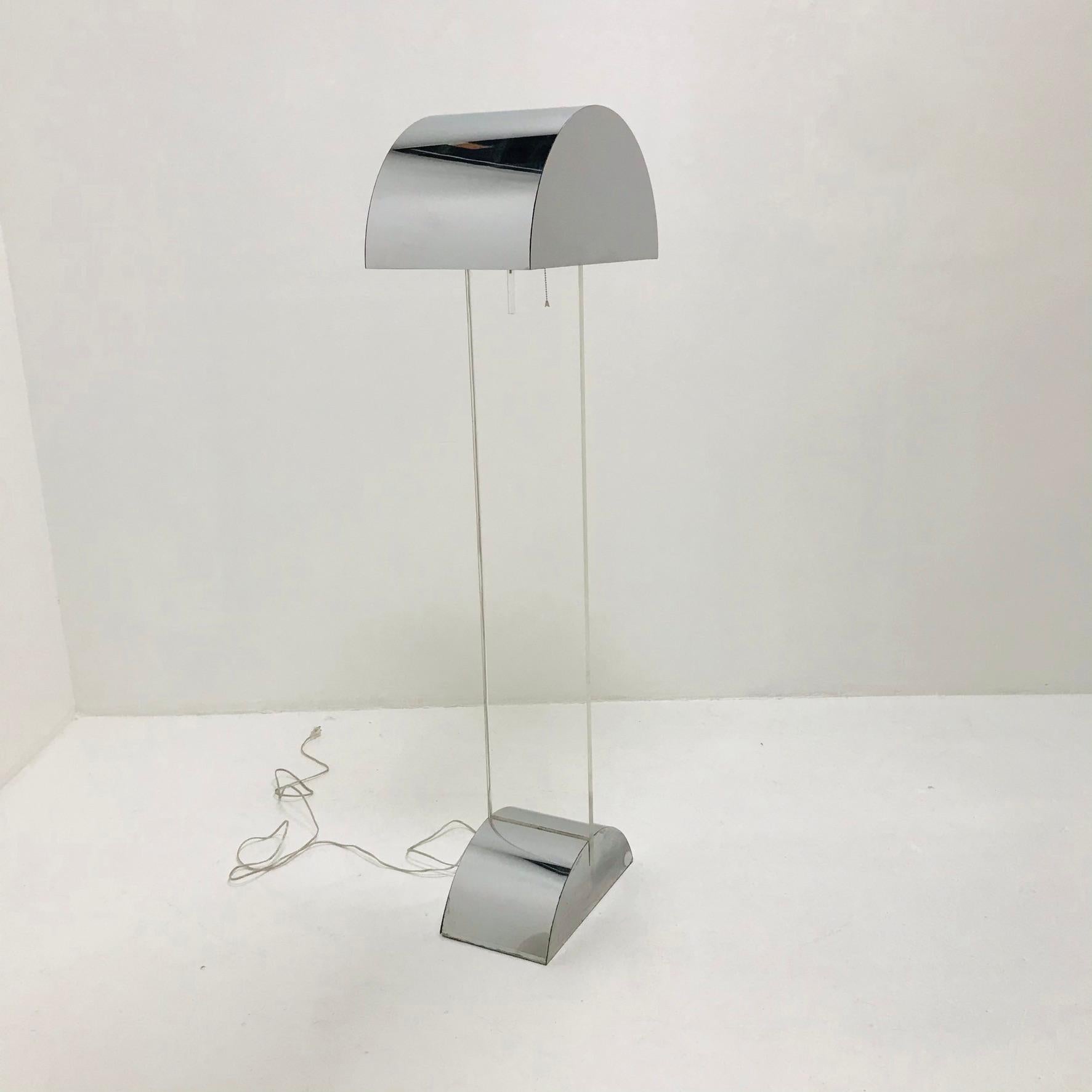 Pierre Cardin Chrome & Lucite Floor Lamp In Good Condition For Sale In Dallas, TX