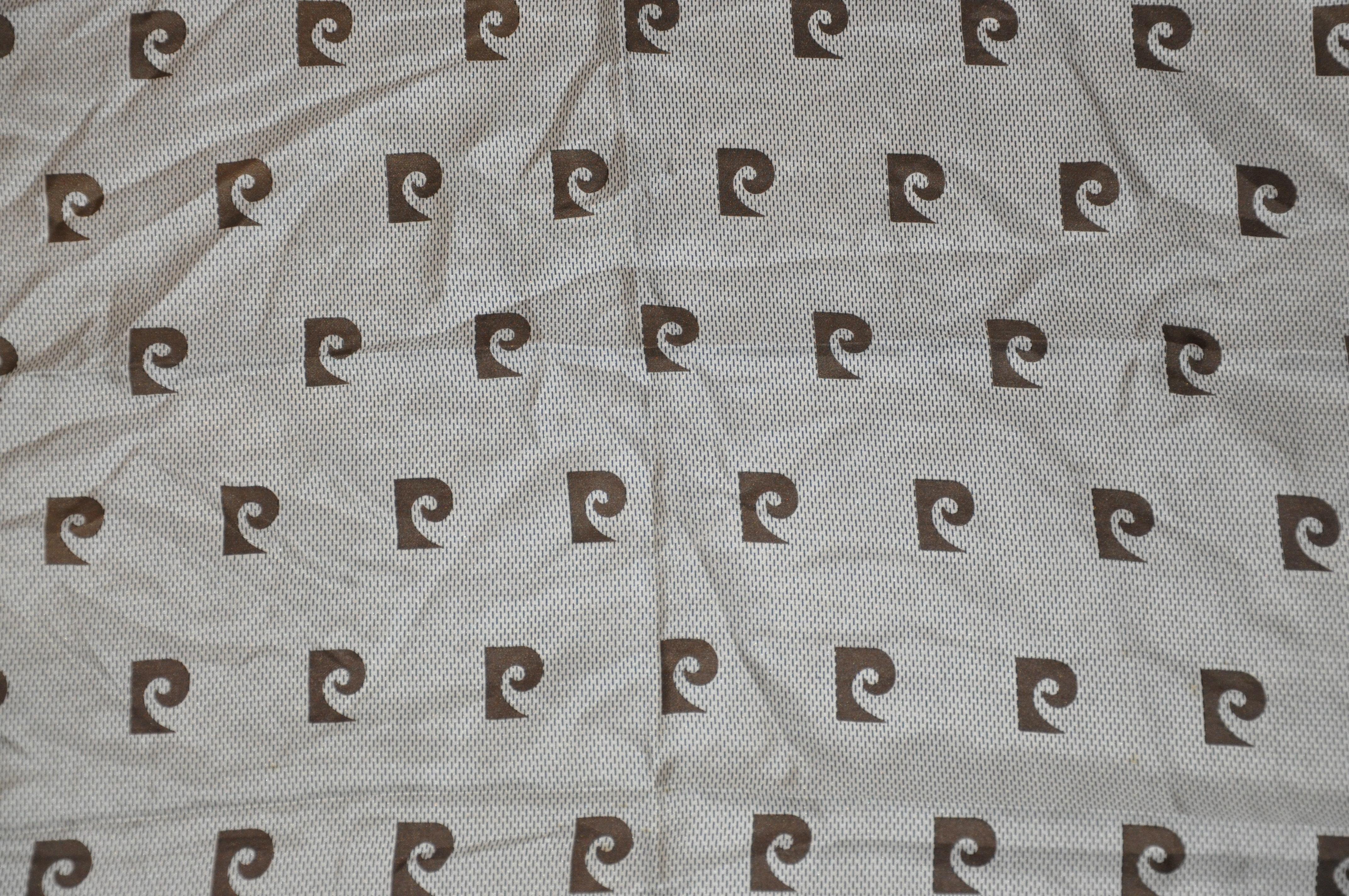 Pierre Cardin Coco Brown Signature Logo Silk Scarf In Good Condition For Sale In New York, NY