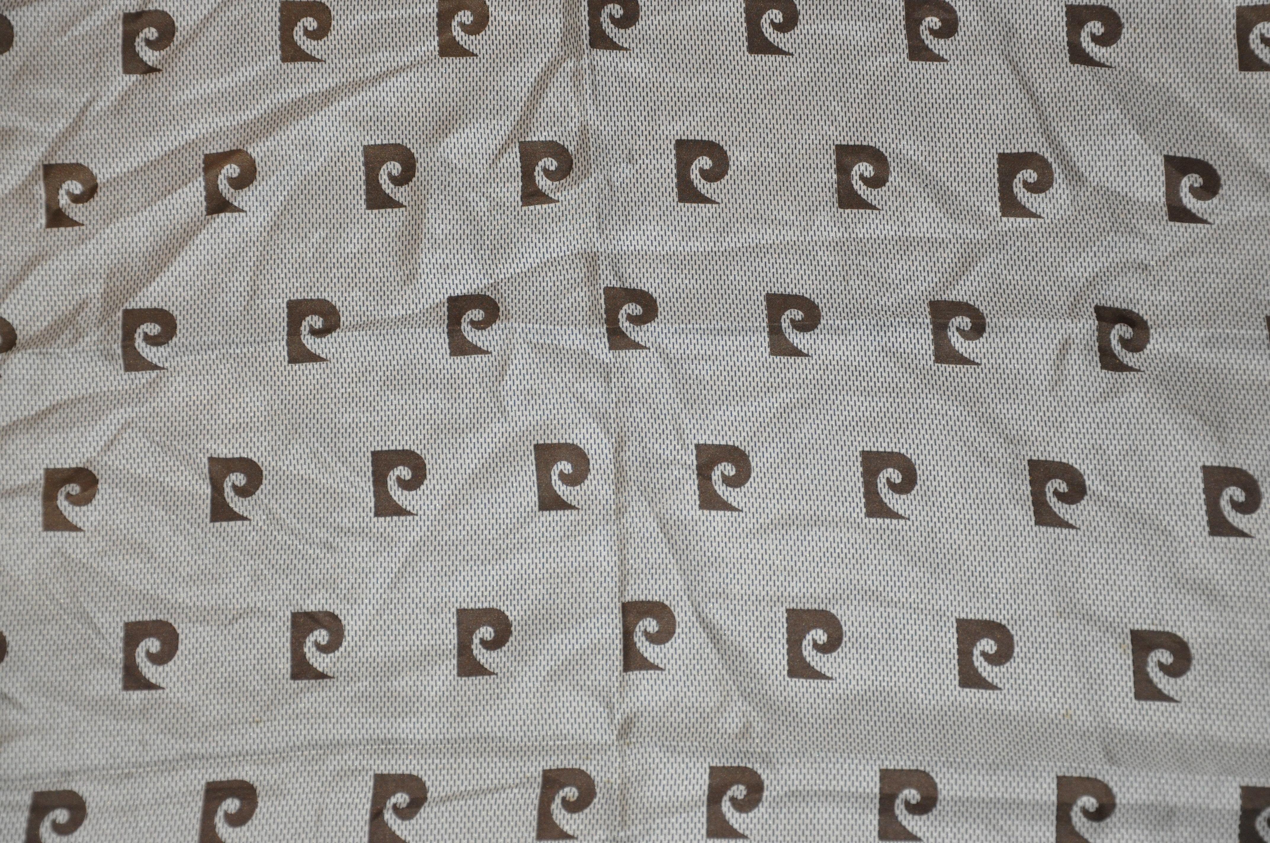 Pierre Cardin Coco Brown Signature Logo Silk Scarf In Good Condition For Sale In New York, NY