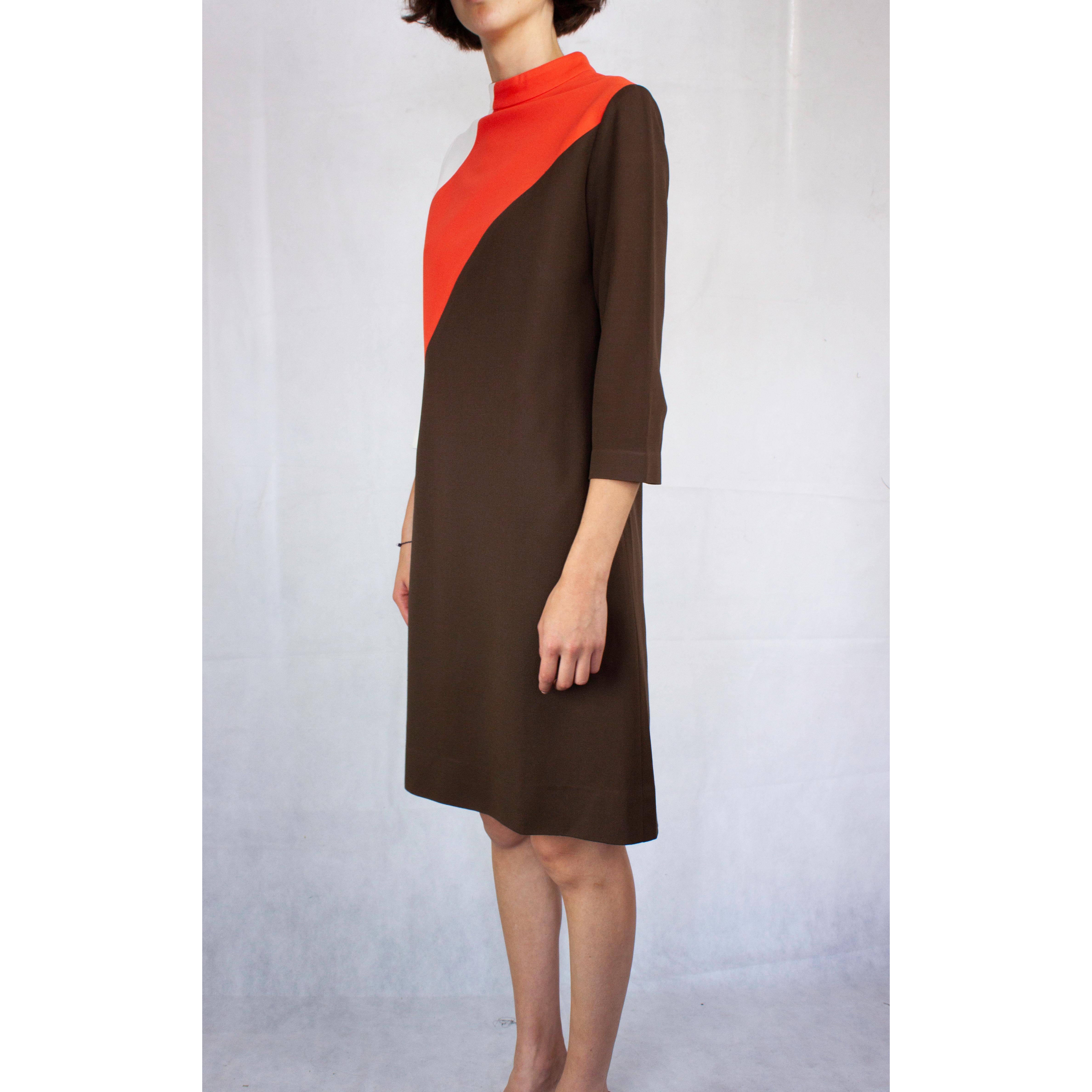 Pierre Cardin Jersey-Kleid mit Farbblockmuster, ca. 1960er Jahre (Schwarz) im Angebot