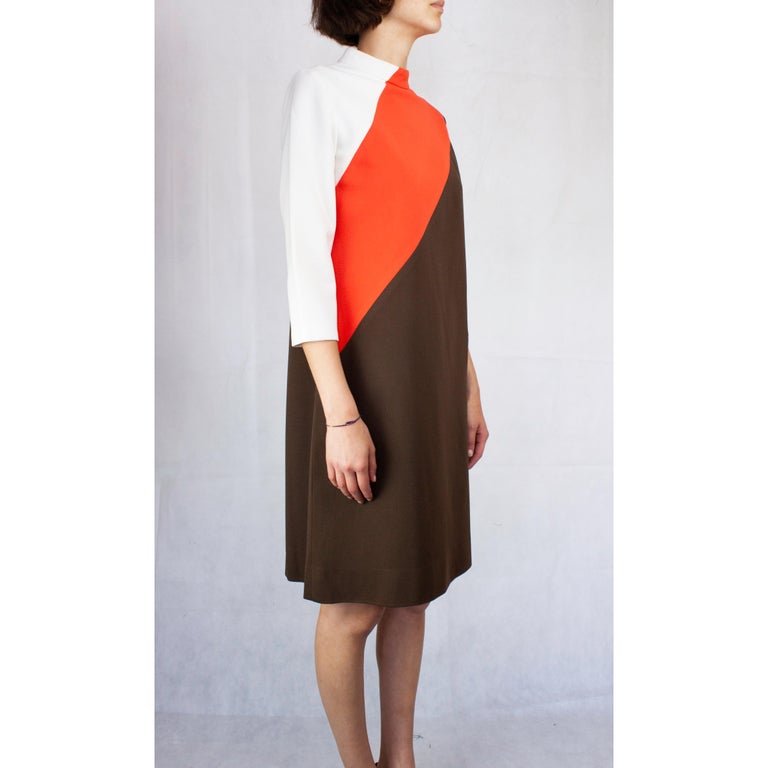 Pierre Cardin colour-block jersey dress. circa 1960s In Good Condition For Sale In London, GB