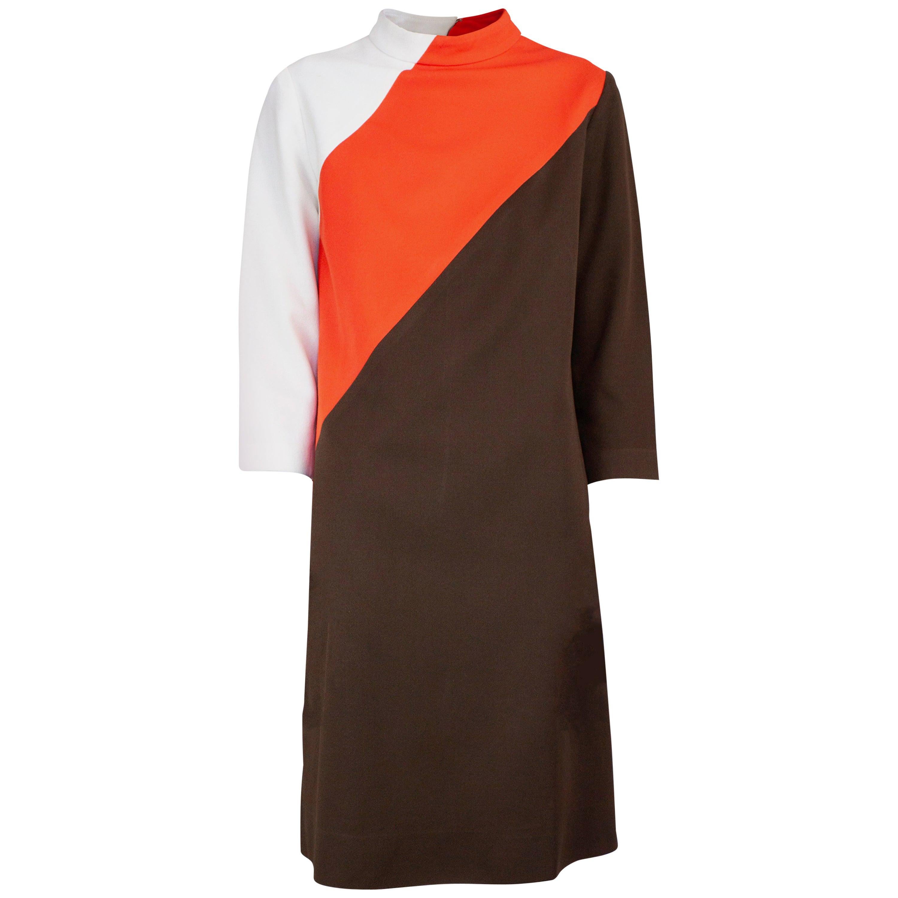 Pierre Cardin Jersey-Kleid mit Farbblockmuster, ca. 1960er Jahre im Angebot