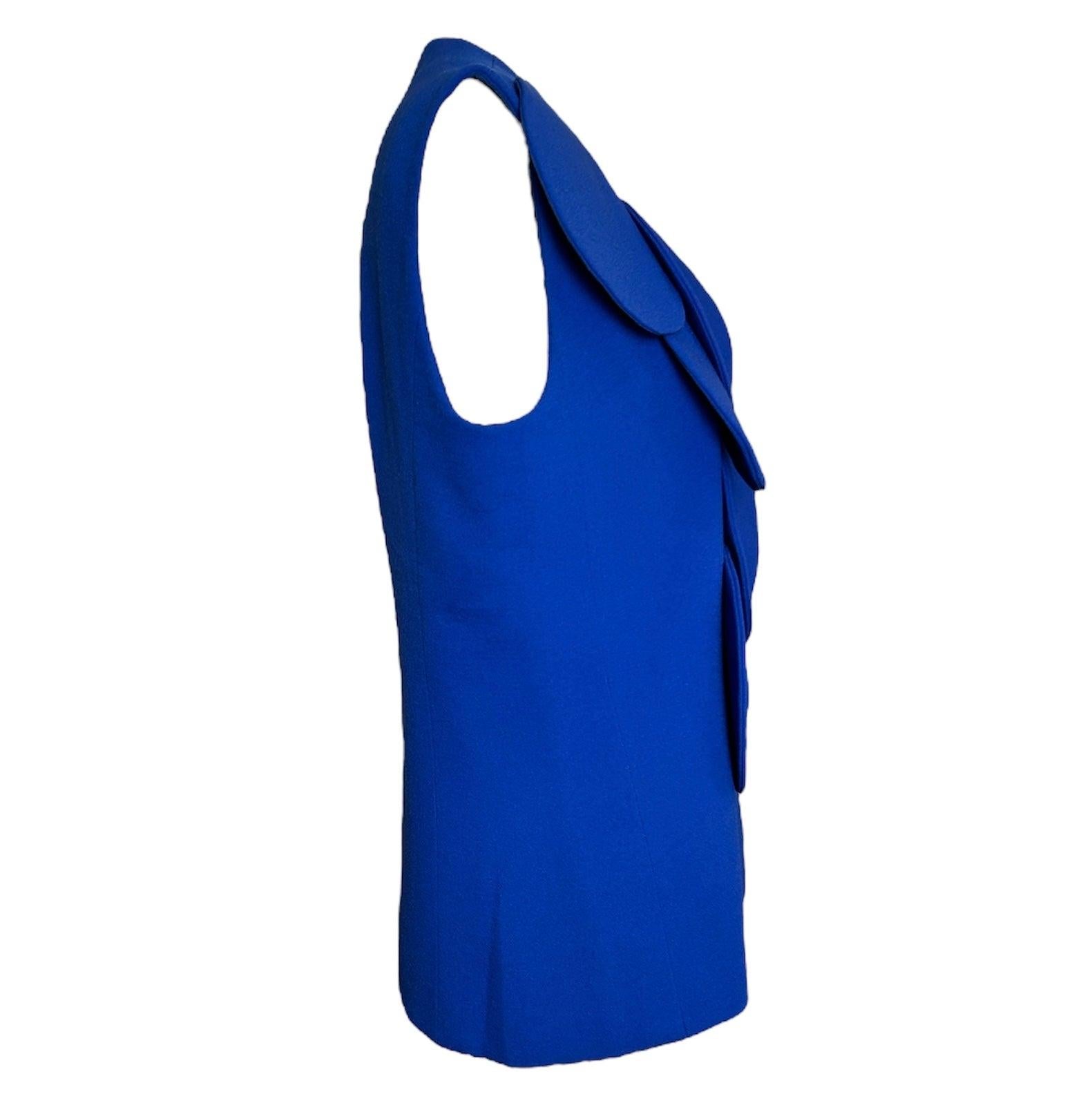 Pierre Cardin Couture Blue Bubble Sleeveless Jacket In Excellent Condition For Sale In Los Angeles, CA