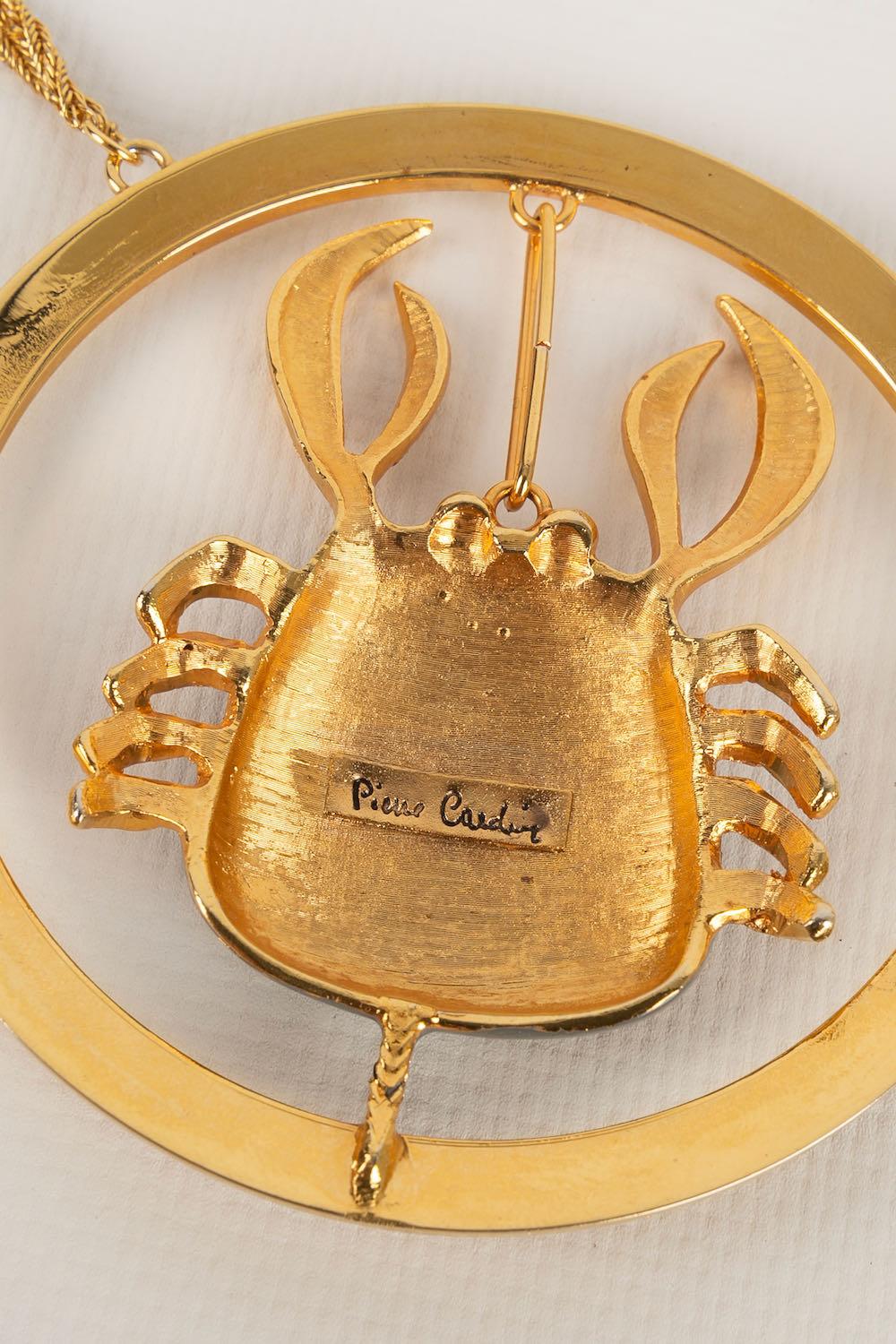Pierre Cardin Crab Necklace in Golden Metal For Sale 1
