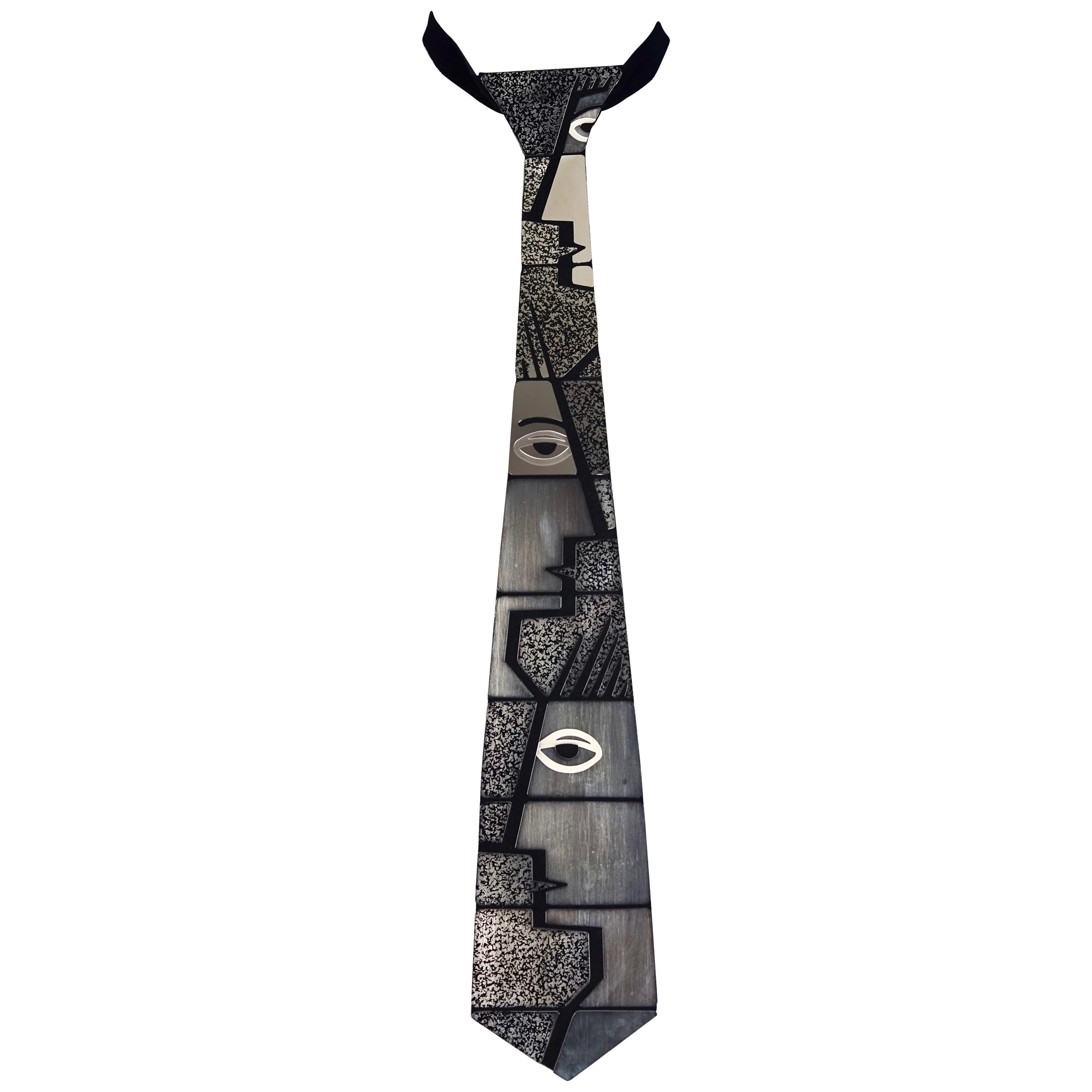PIERRE CARDIN Cubism Metal Articulated Space Age Futuristic Necktie Necklace