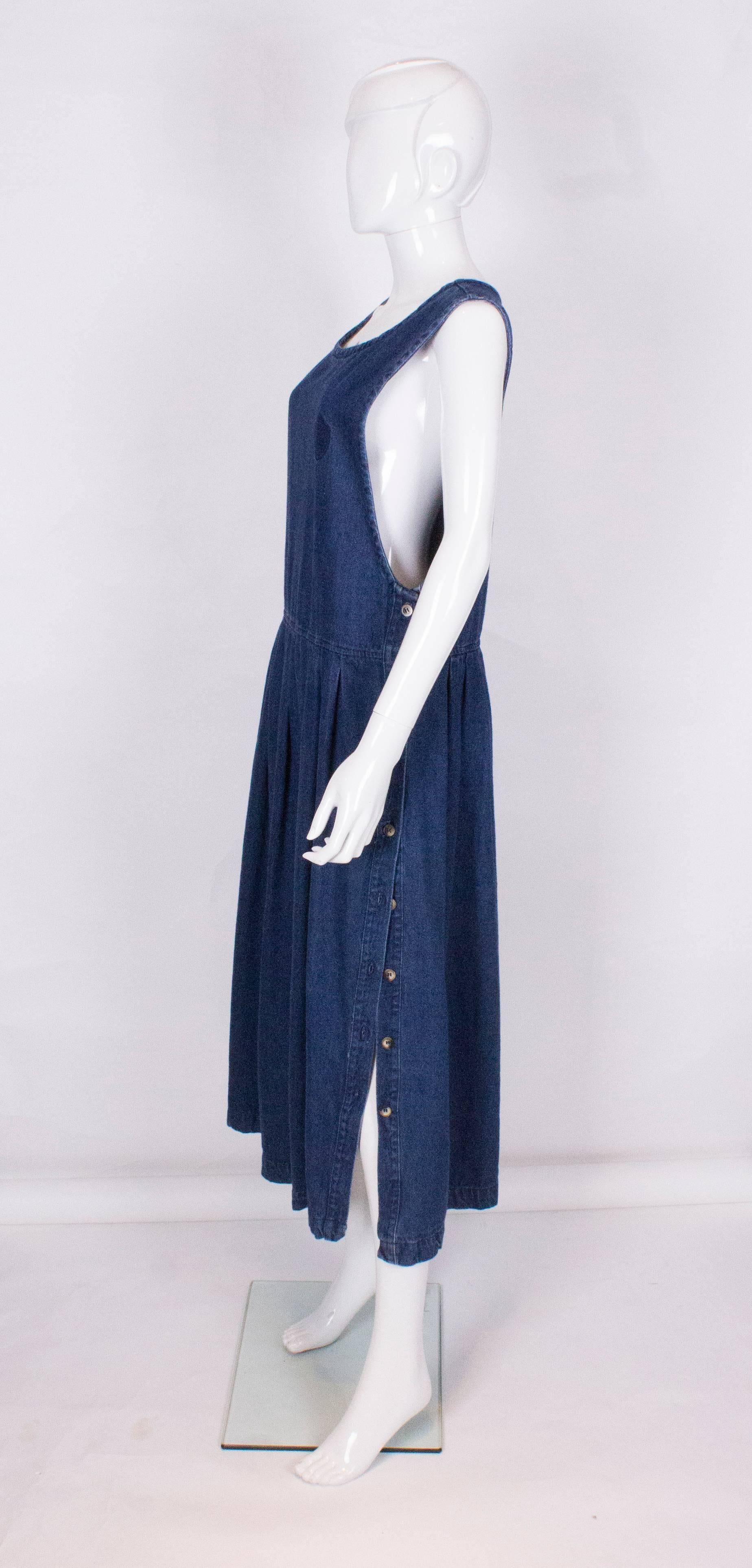 Purple Pierre Cardin Denim Pinafore Dress