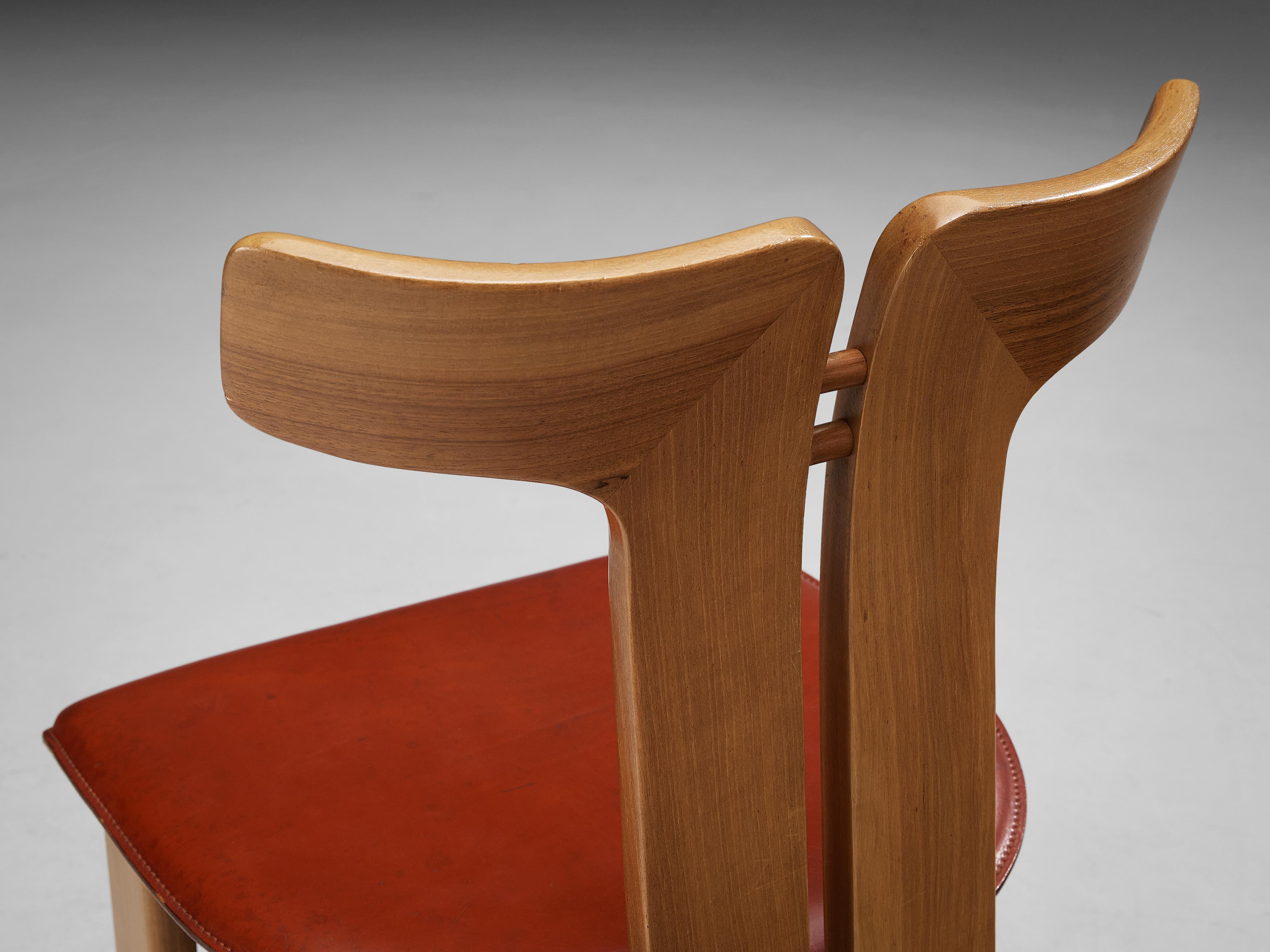 Pierre Cardin Dining Chair in Walnut and Cognac Leather 1