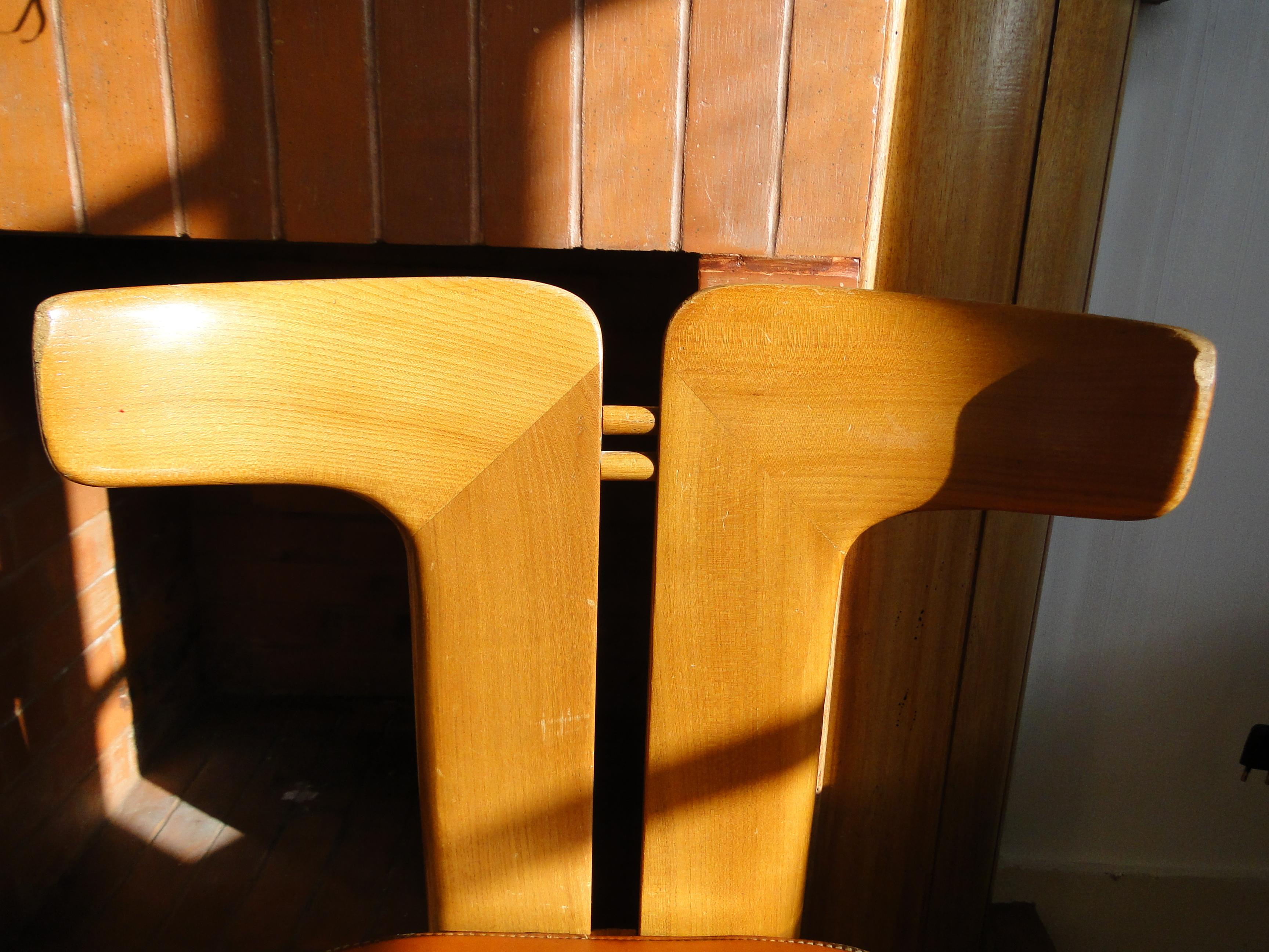 Mid-Century Modern Pierre Cardin Dining Chair in Walnut and Leather