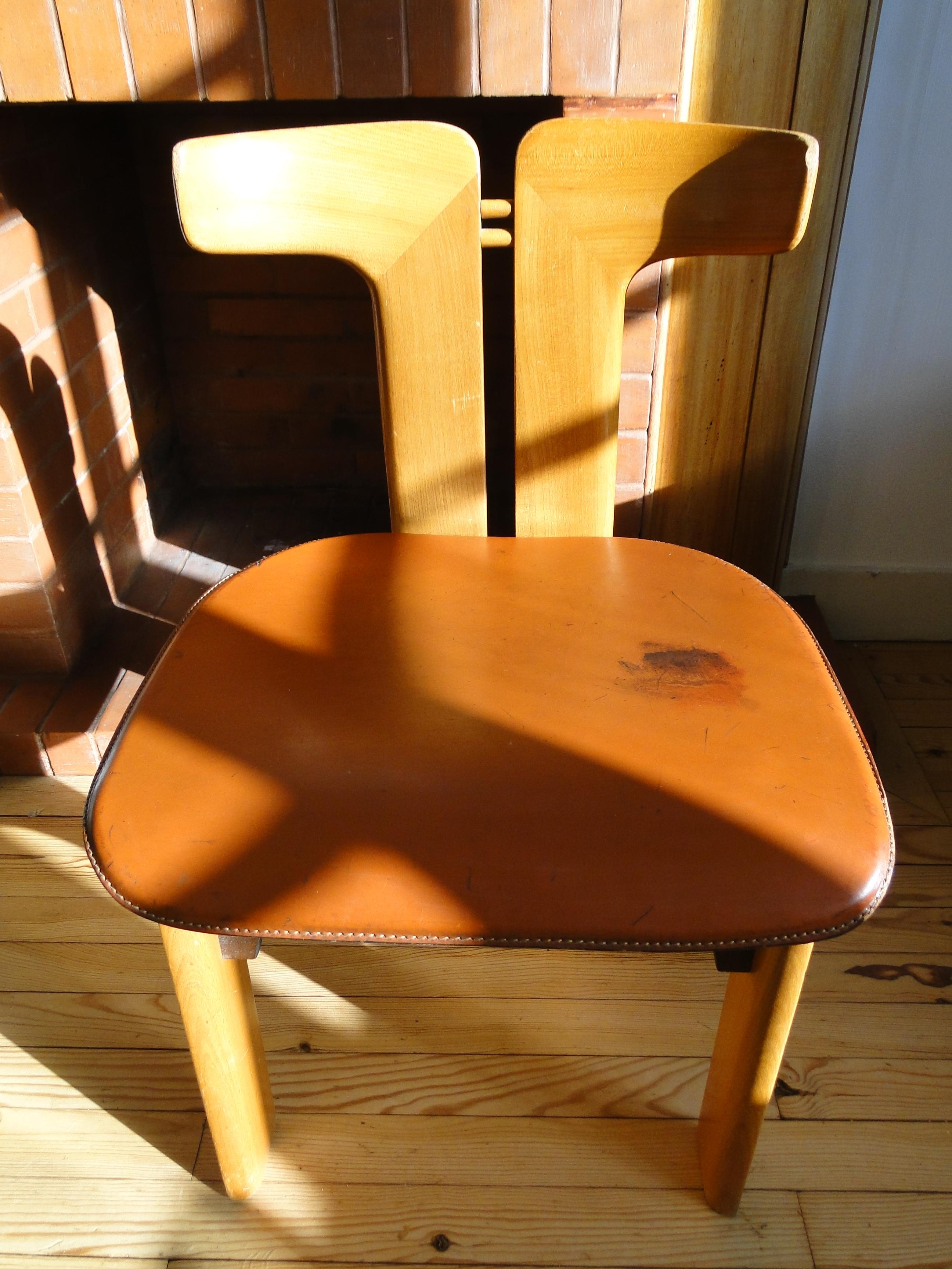 20th Century Pierre Cardin Dining Chair in Walnut and Leather