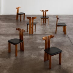 Pierre Cardin Dining Chairs for Roche Bobois, Black Leather, 1970, Set of 6