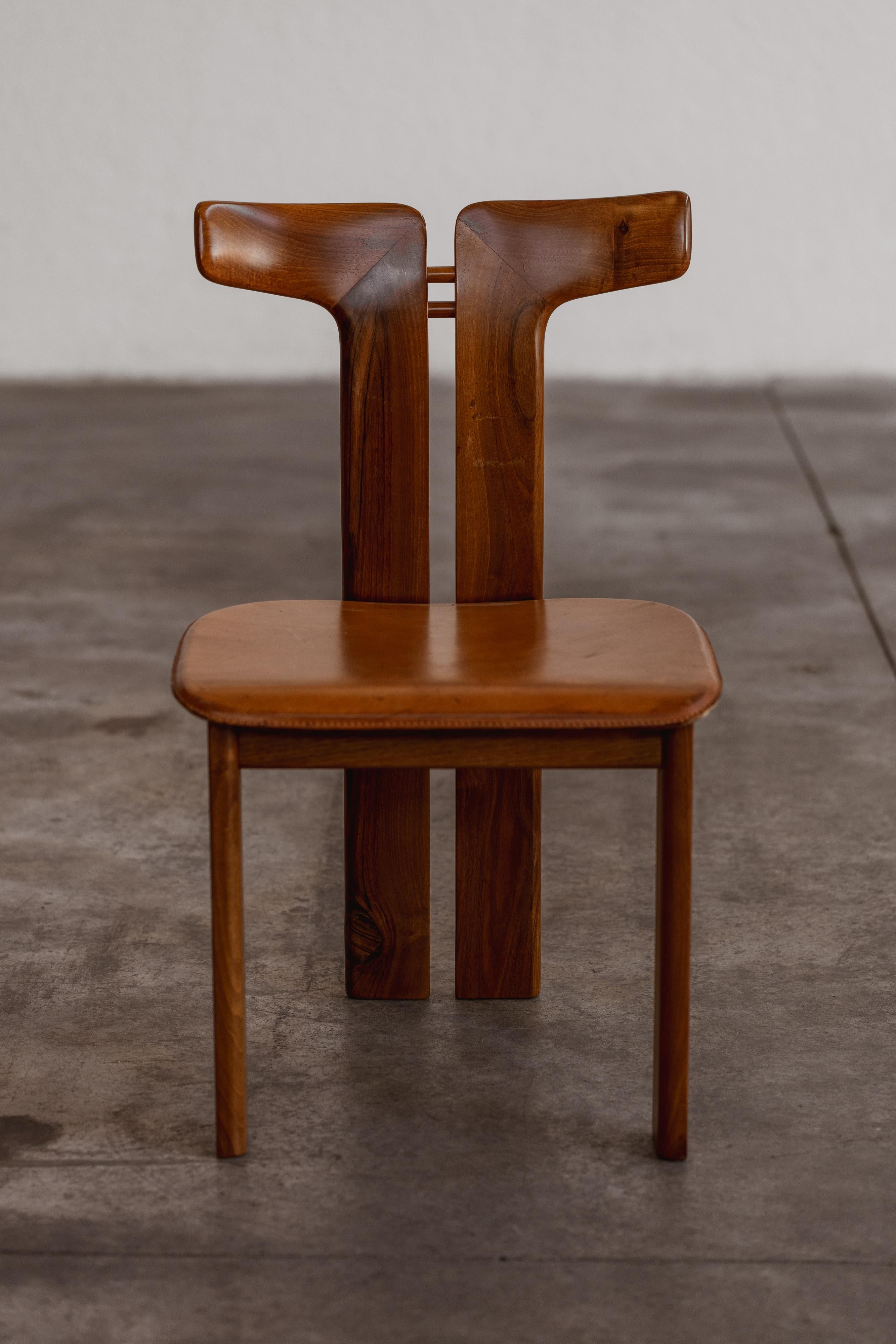 Esszimmerstühle von Pierre Cardin für Roche Bobois, cognacfarbenes Leder, 1970, 2er-Set im Angebot 6
