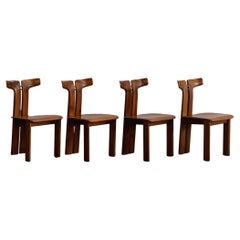 Sillas de comedor Pierre Cardin para Roche Bobois, cuero coñac, 1970, set de 4