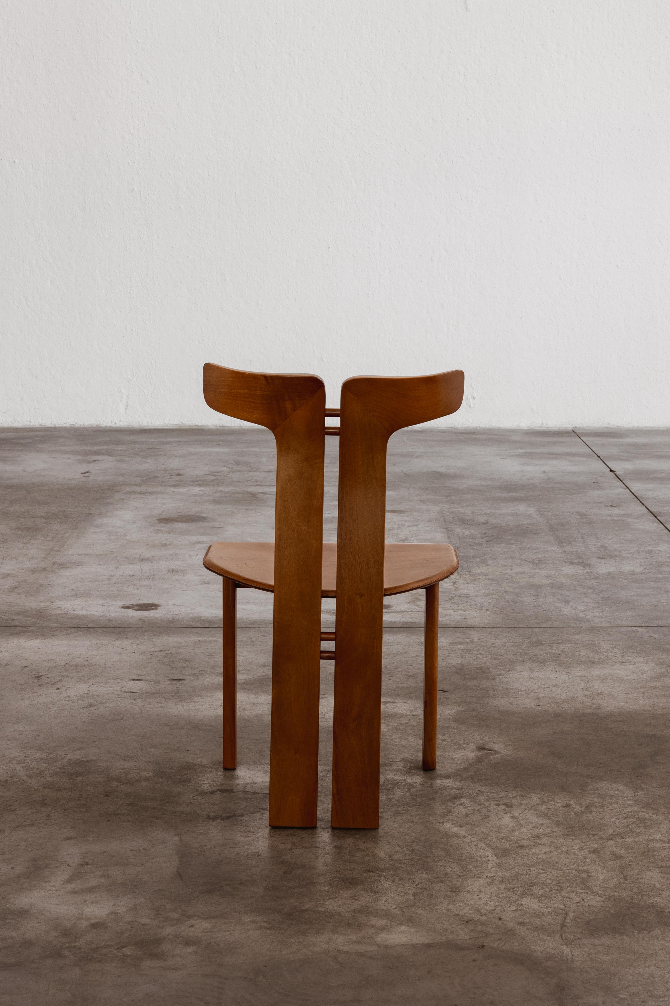 Pierre Cardin Dining Chairs for Roche Bobois, Patinated Cognac Leather, 1970 For Sale 2