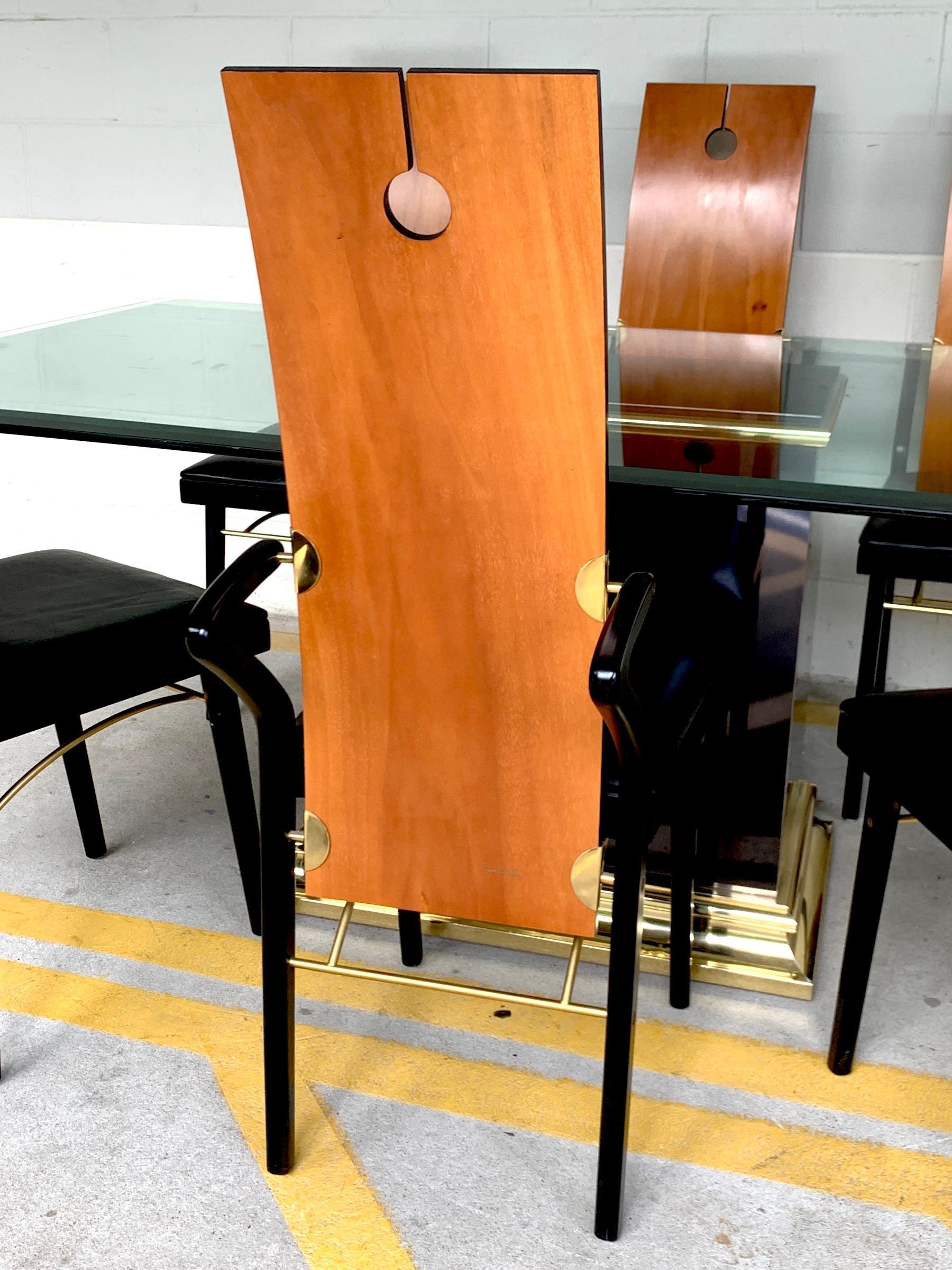 Pierre Cardin Esszimmer-Set, 6 Sessel mit Schlüssellochrückenlehne #26406 und Sockeltisch (Französisch) im Angebot