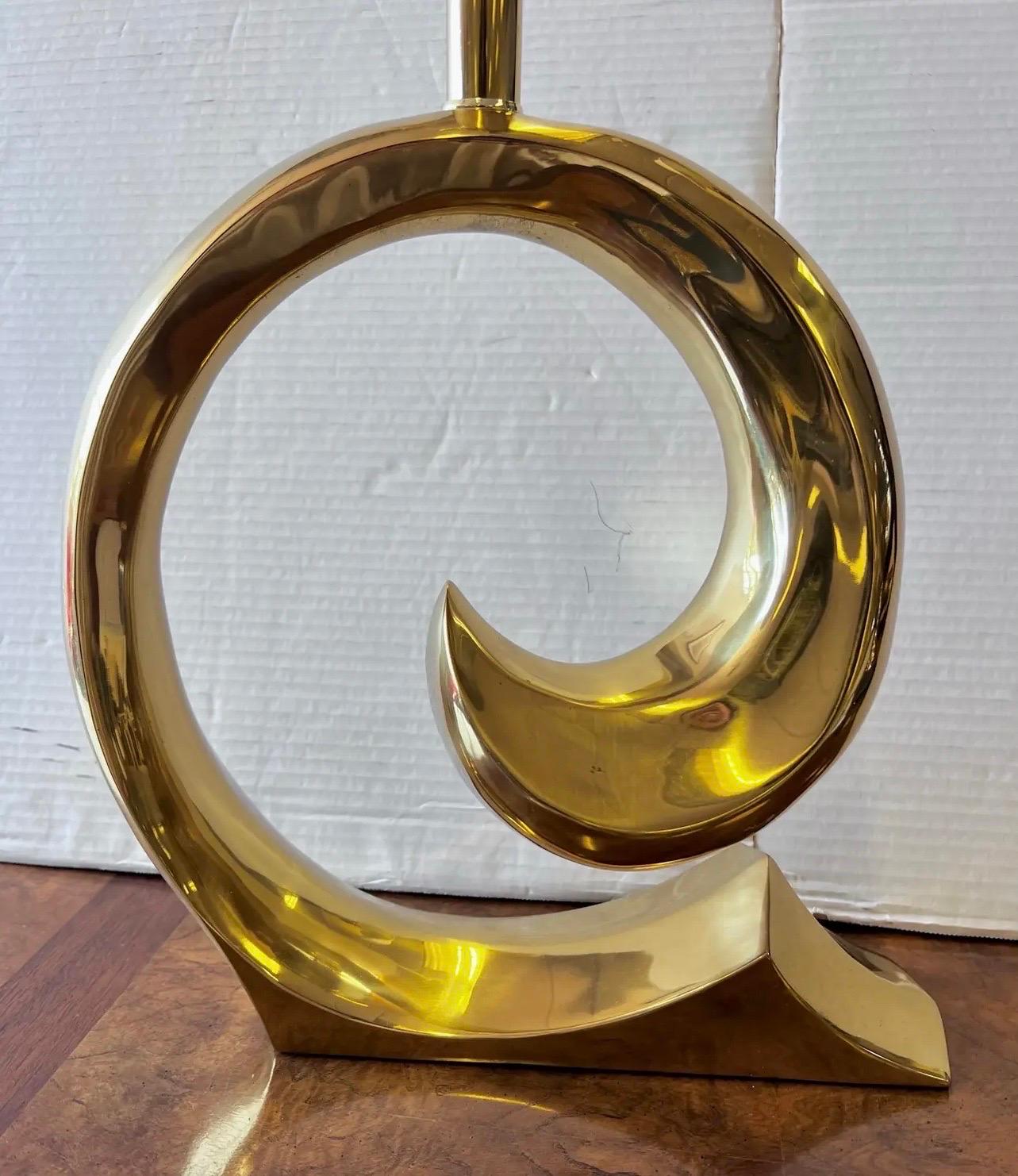 Mid-Century Modern Pierre Cardin Erwin Lambeth Brass Swoosh Table Lamp