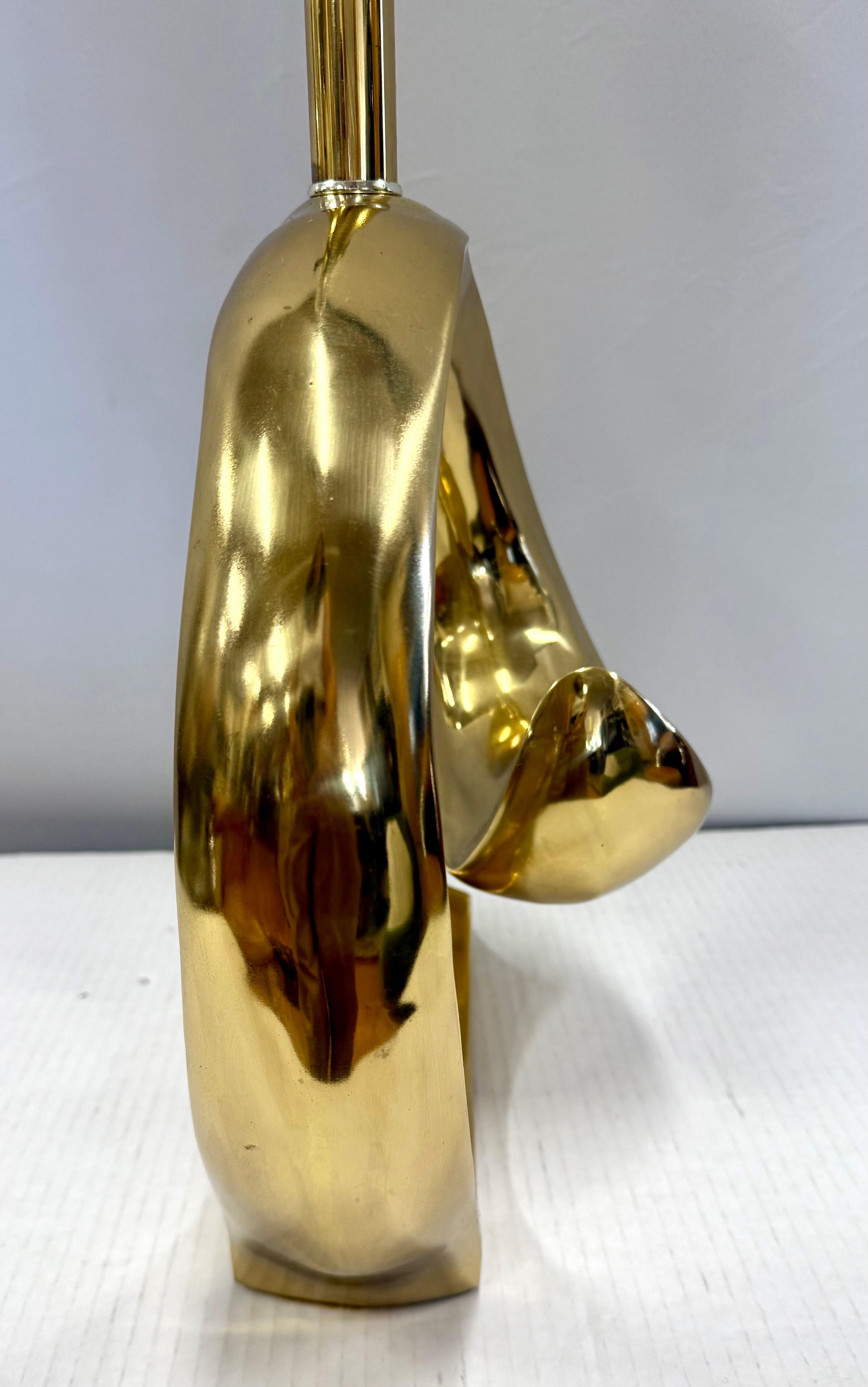 American Pierre Cardin Erwin Lambeth Pierre Cardin Brass Swirl Lamp Hollywood Regency For Sale