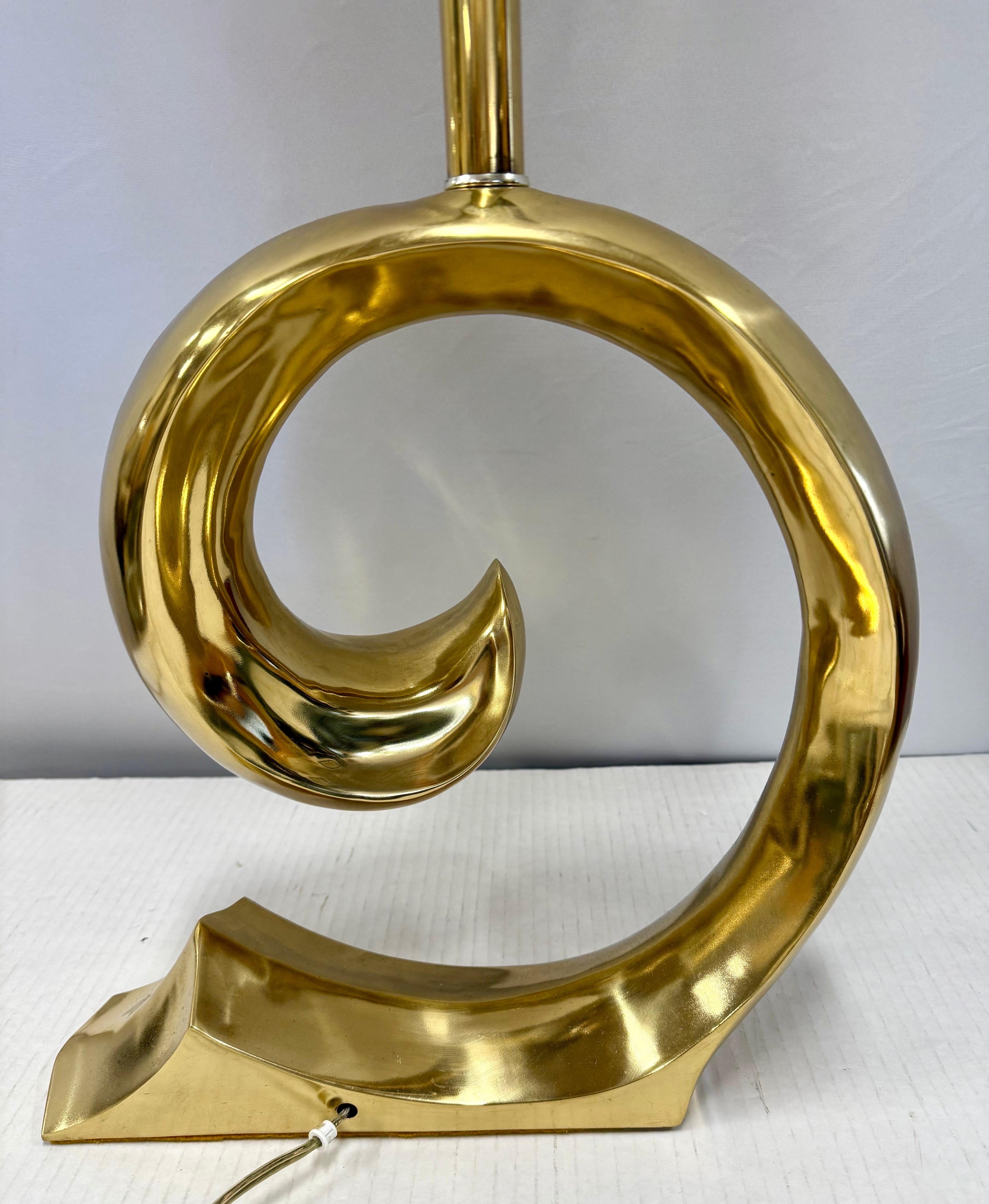 Pierre Cardin Erwin Lambeth Pierre Cardin Brass Swirl Lamp Hollywood Regency In Good Condition For Sale In West Hartford, CT