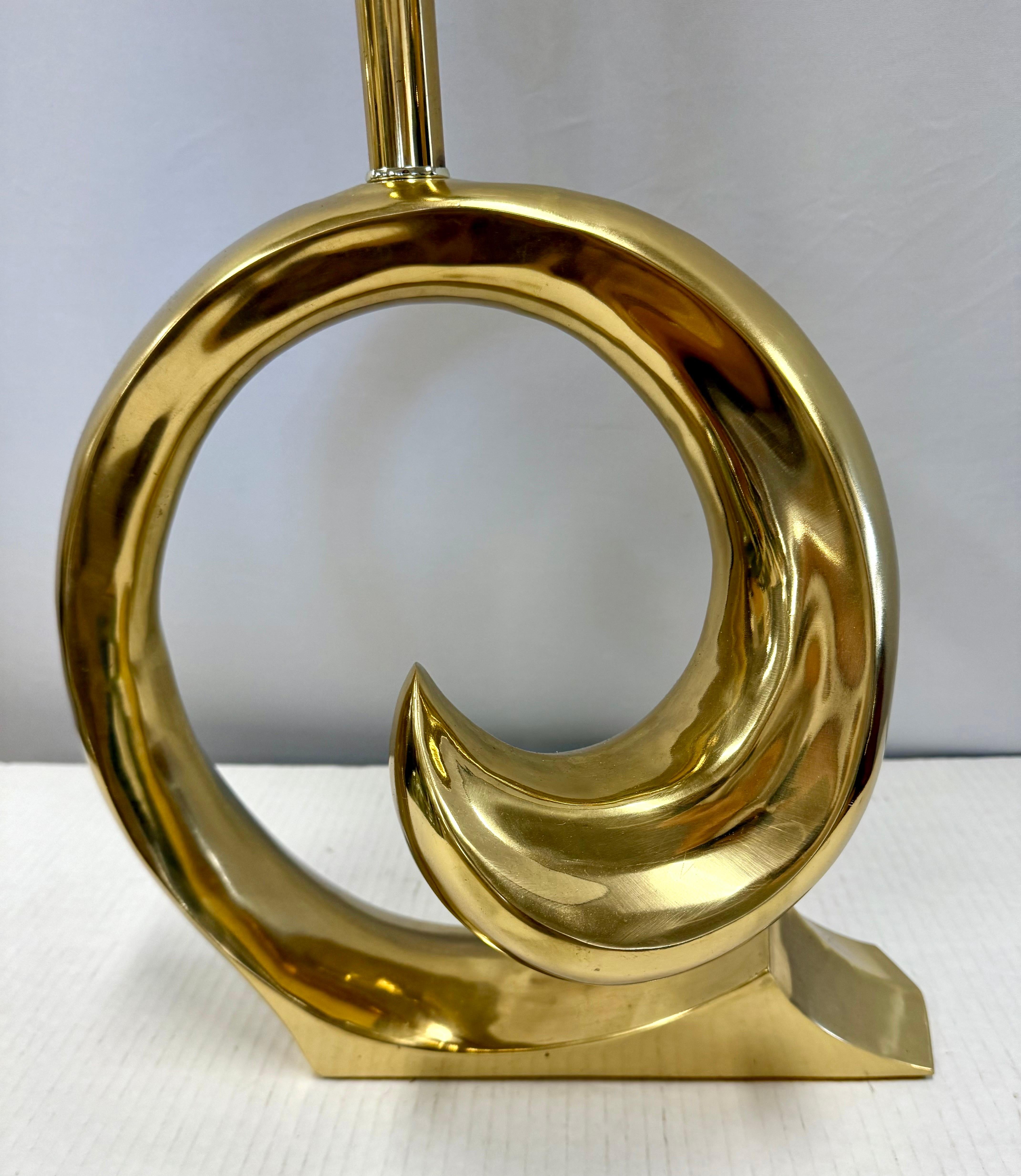 Late 20th Century Pierre Cardin Erwin Lambeth Pierre Cardin Brass Swirl Lamp Hollywood Regency For Sale