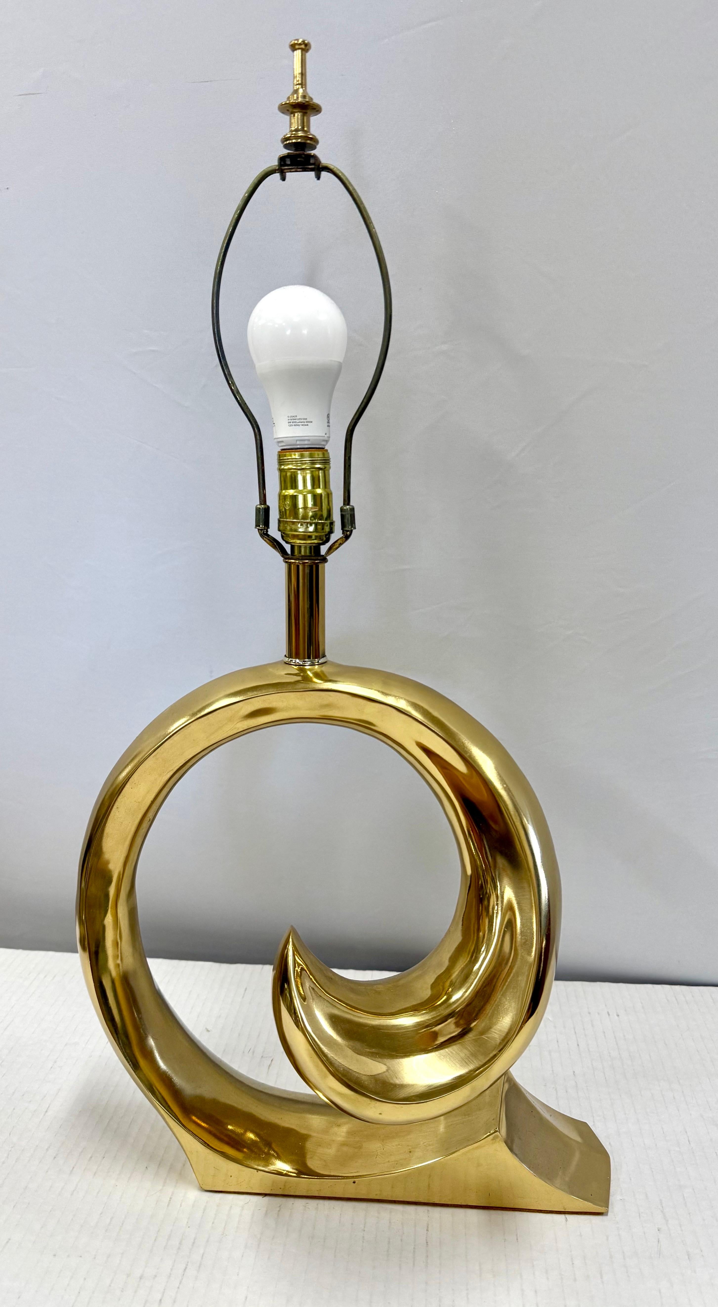 Erwin Lambeth Pierre Cardin Lampada a spirale in ottone Hollywood Regency