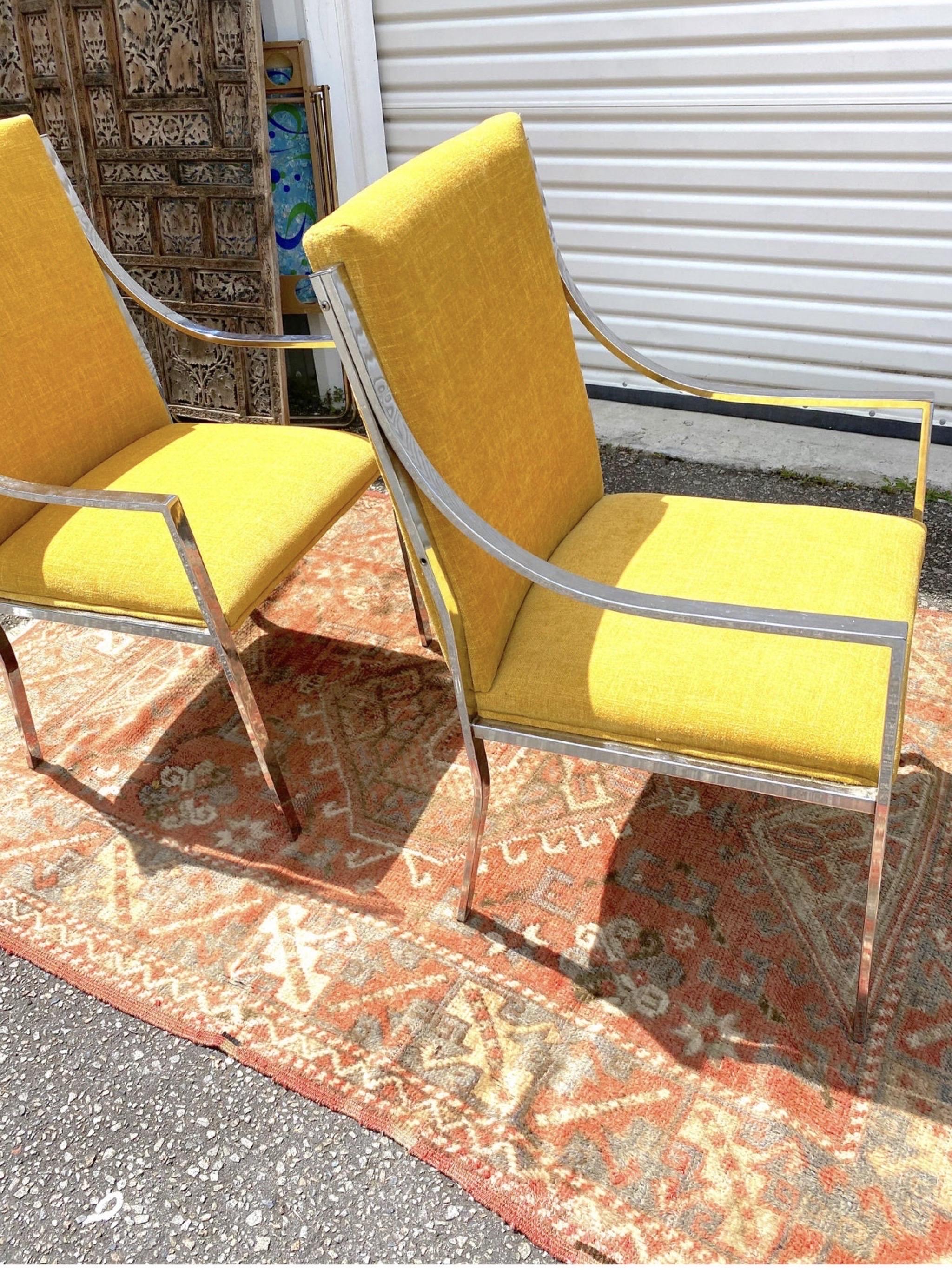 Pierre Cardin for Dillingham Chrome Occasional Chairs, Pair For Sale 4
