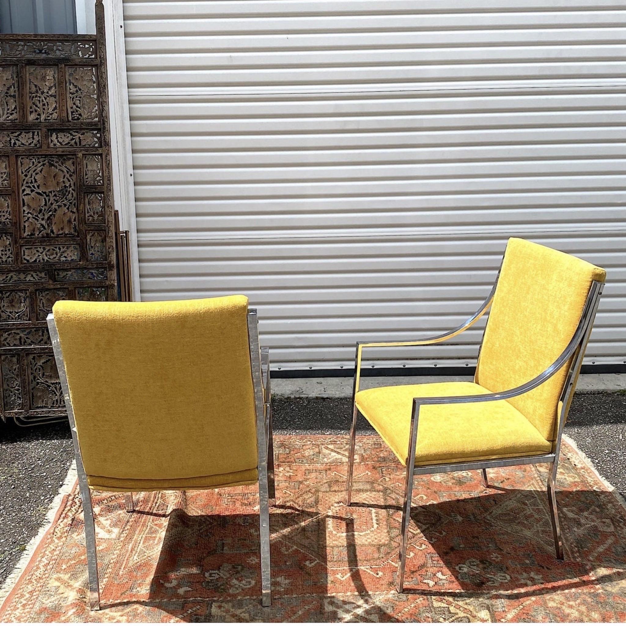 Mid-Century Modern Pierre Cardin for Dillingham Chrome Occasional Chairs, Pair For Sale