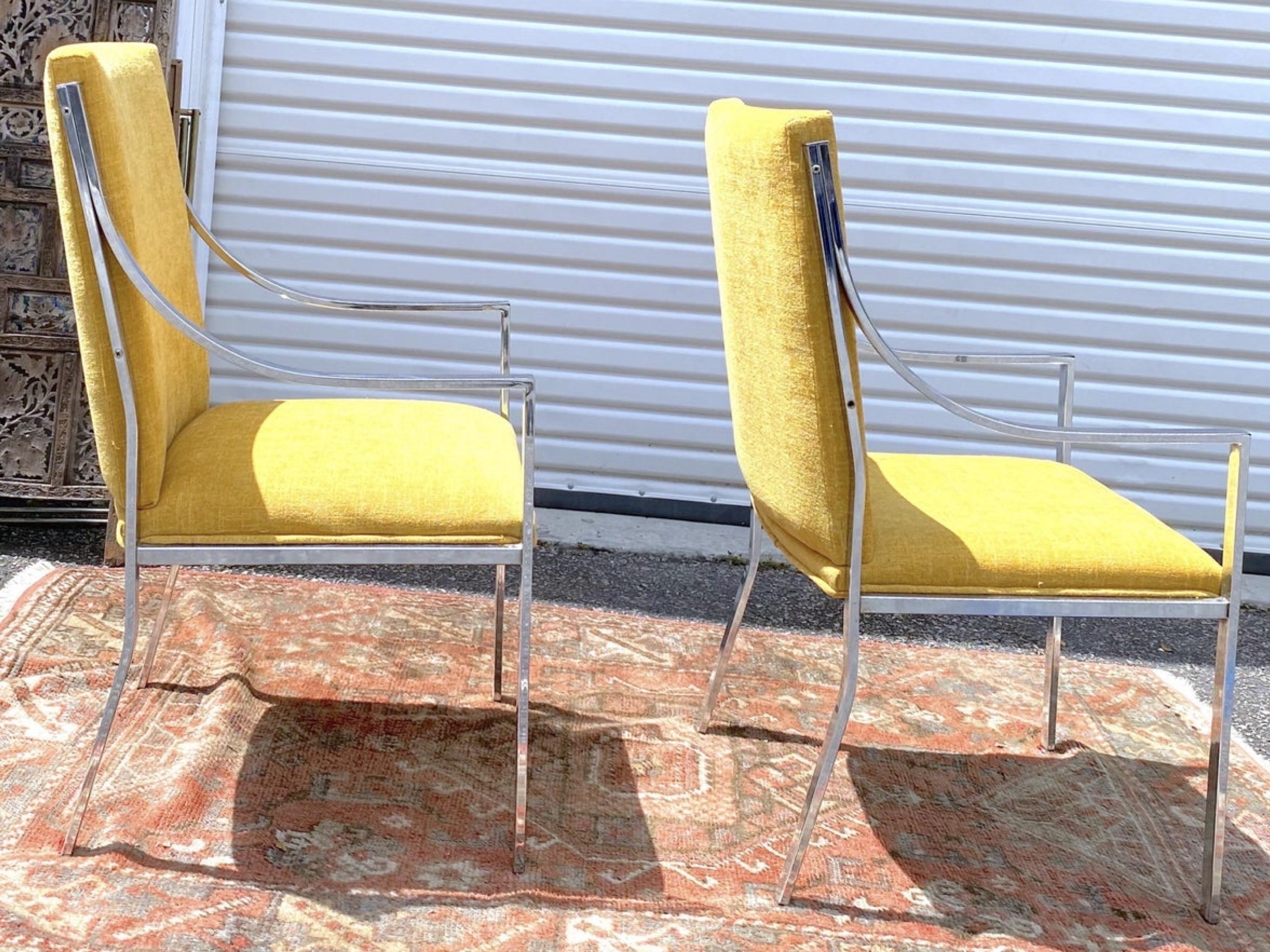 Pierre Cardin for Dillingham Chrome Occasional Chairs, Pair In Good Condition For Sale In Charleston, SC