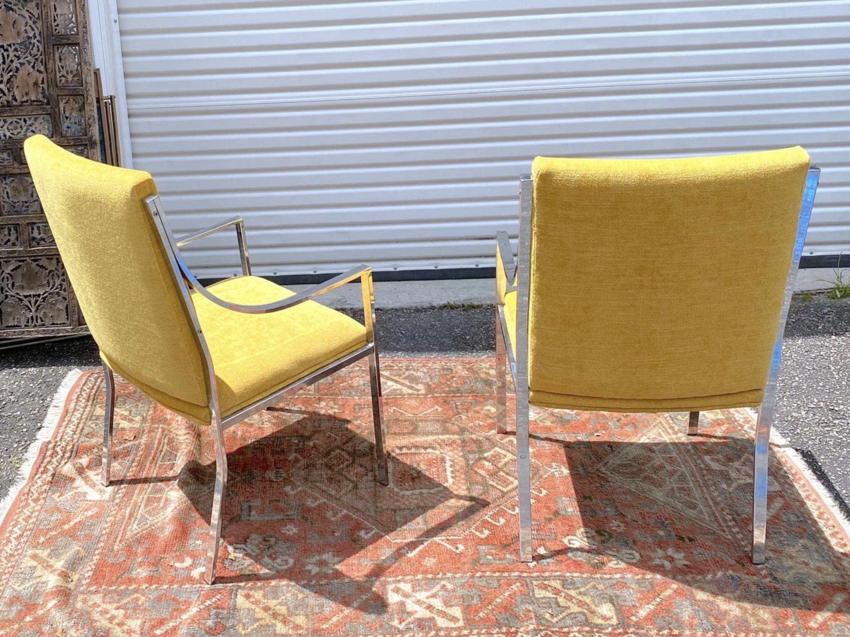 Chenille Pierre Cardin for Dillingham Chrome Occasional Chairs, Pair For Sale