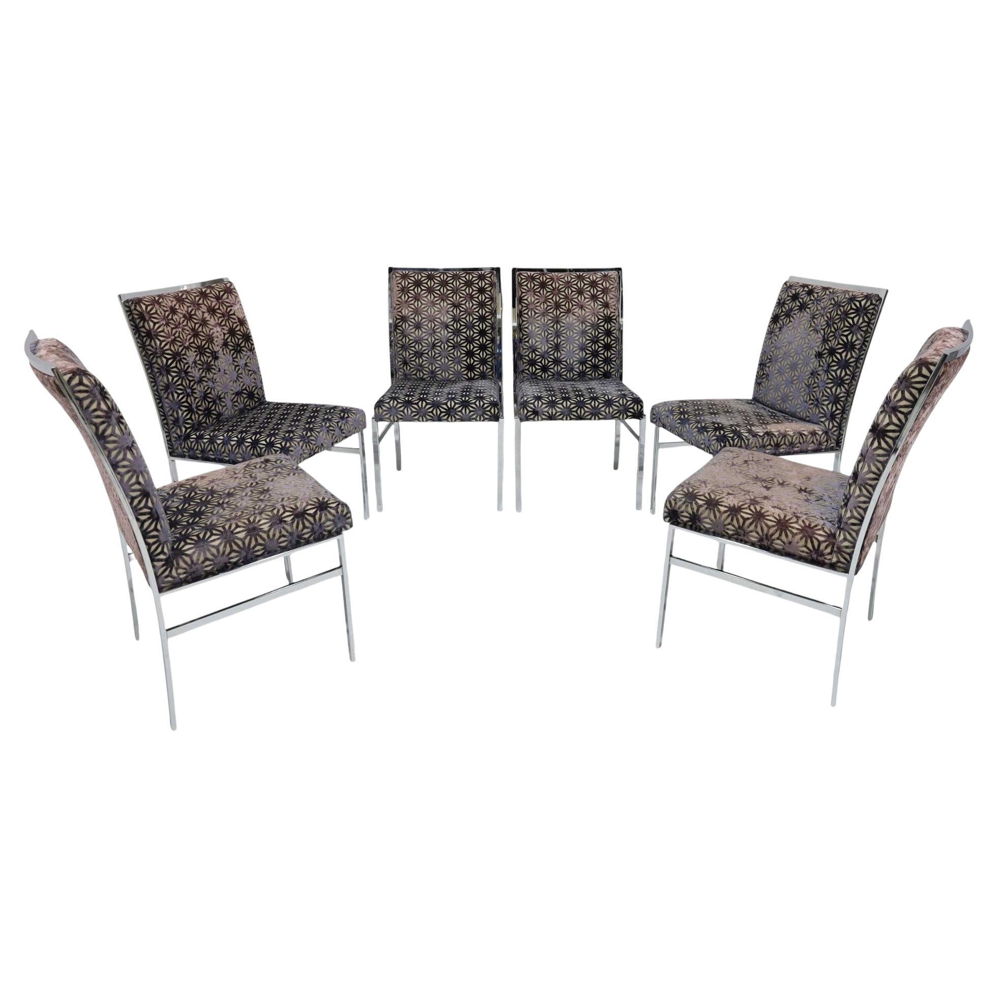 Pierre Cardin pour Dillingham lot de six chaises de salle à manger en velours taillé en vente