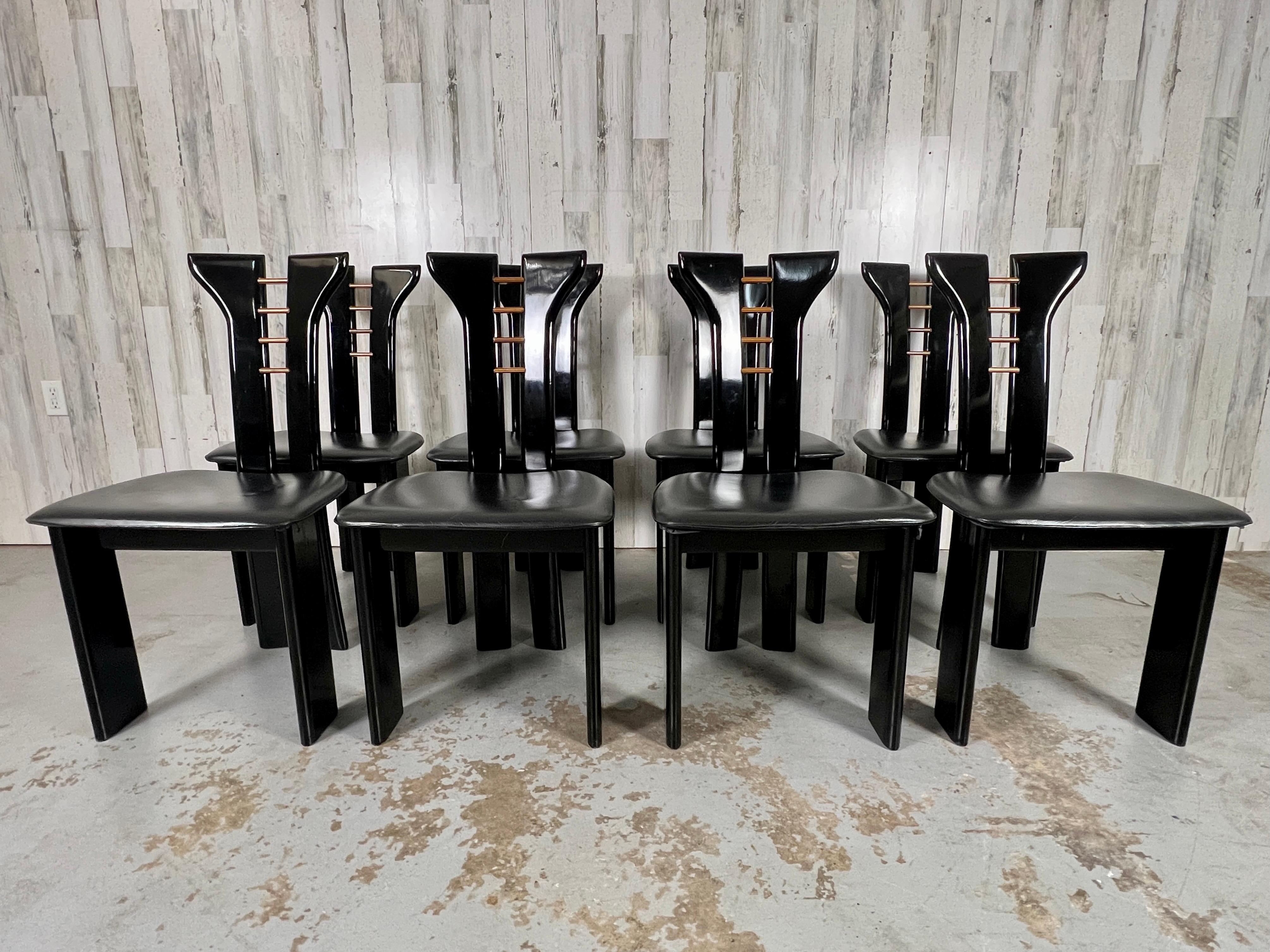 Pierre Cardin For Roche Bobois  Black Lacquer Dining Chairs 2