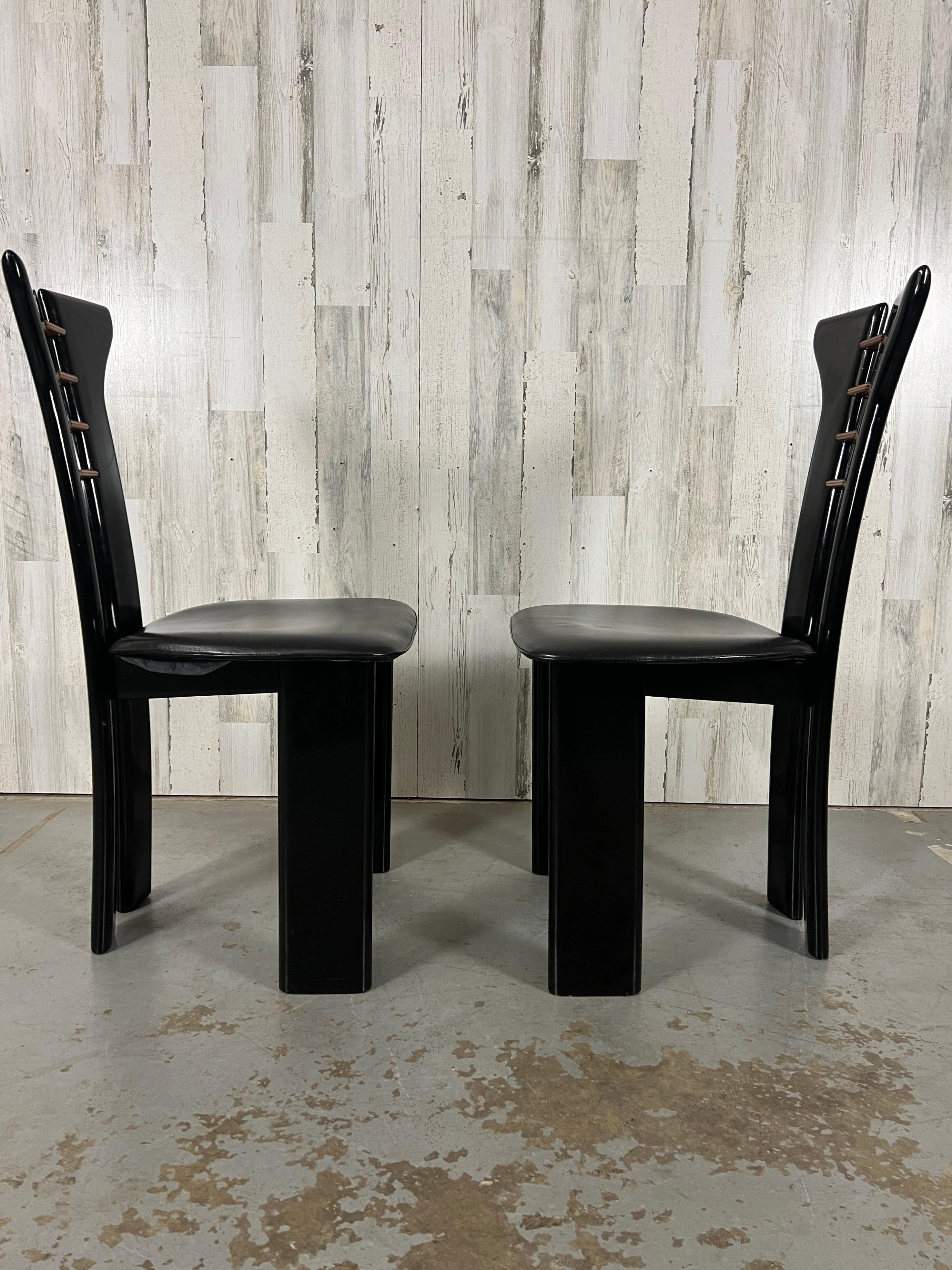Pierre Cardin For Roche Bobois  Black Lacquer Dining Chairs 4