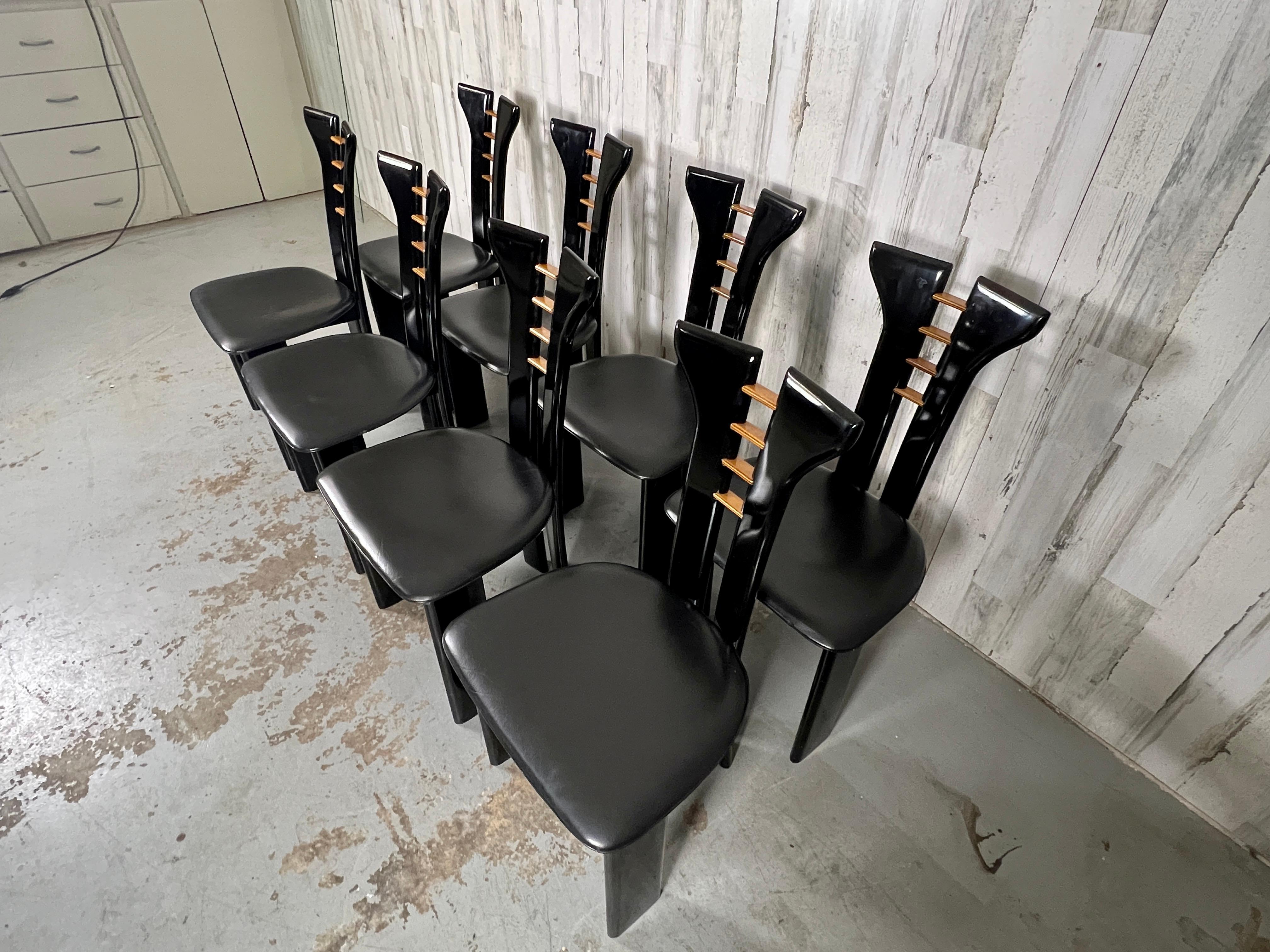 Pierre Cardin For Roche Bobois  Black Lacquer Dining Chairs 5