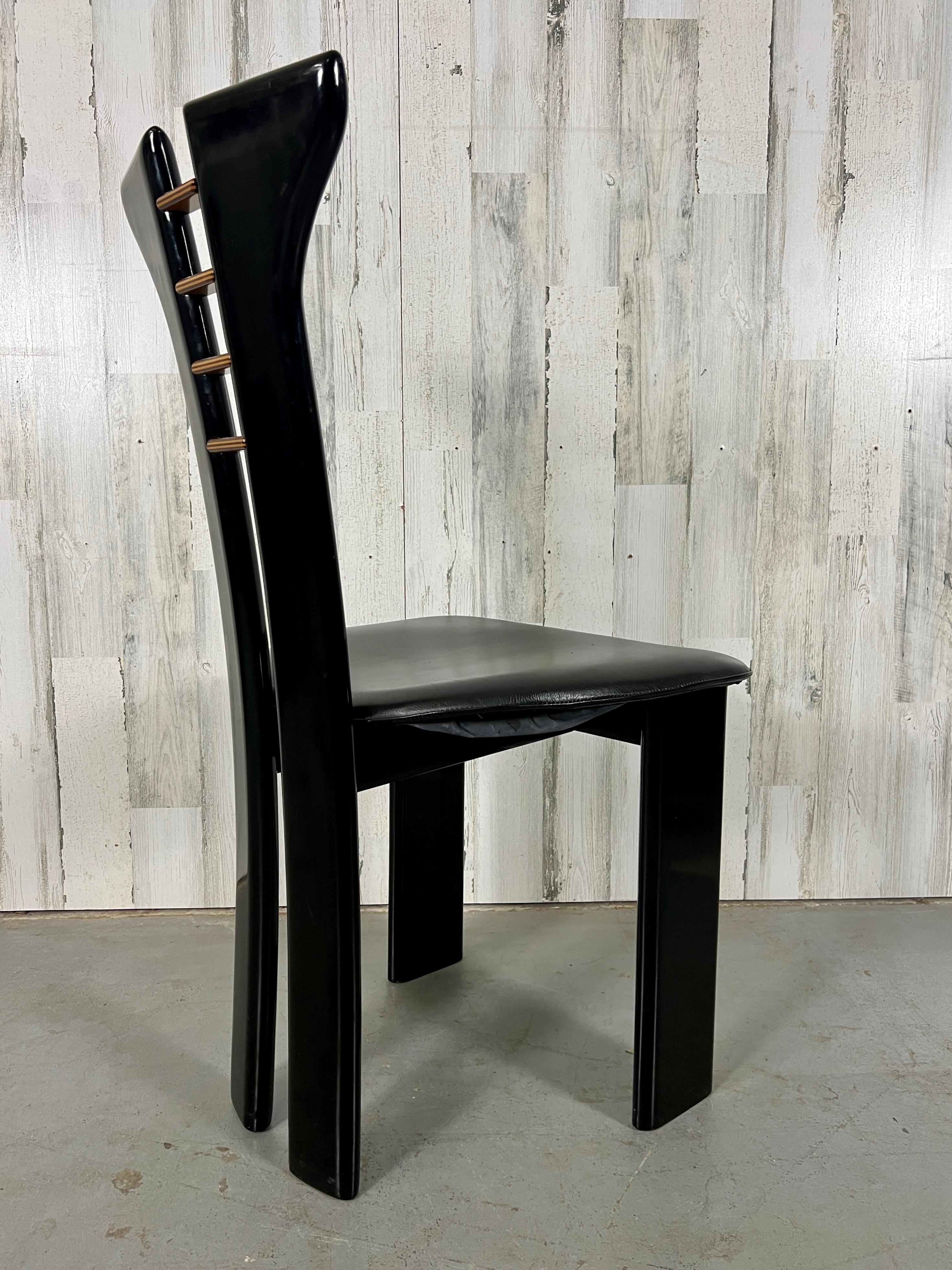 Pierre Cardin For Roche Bobois  Black Lacquer Dining Chairs 6