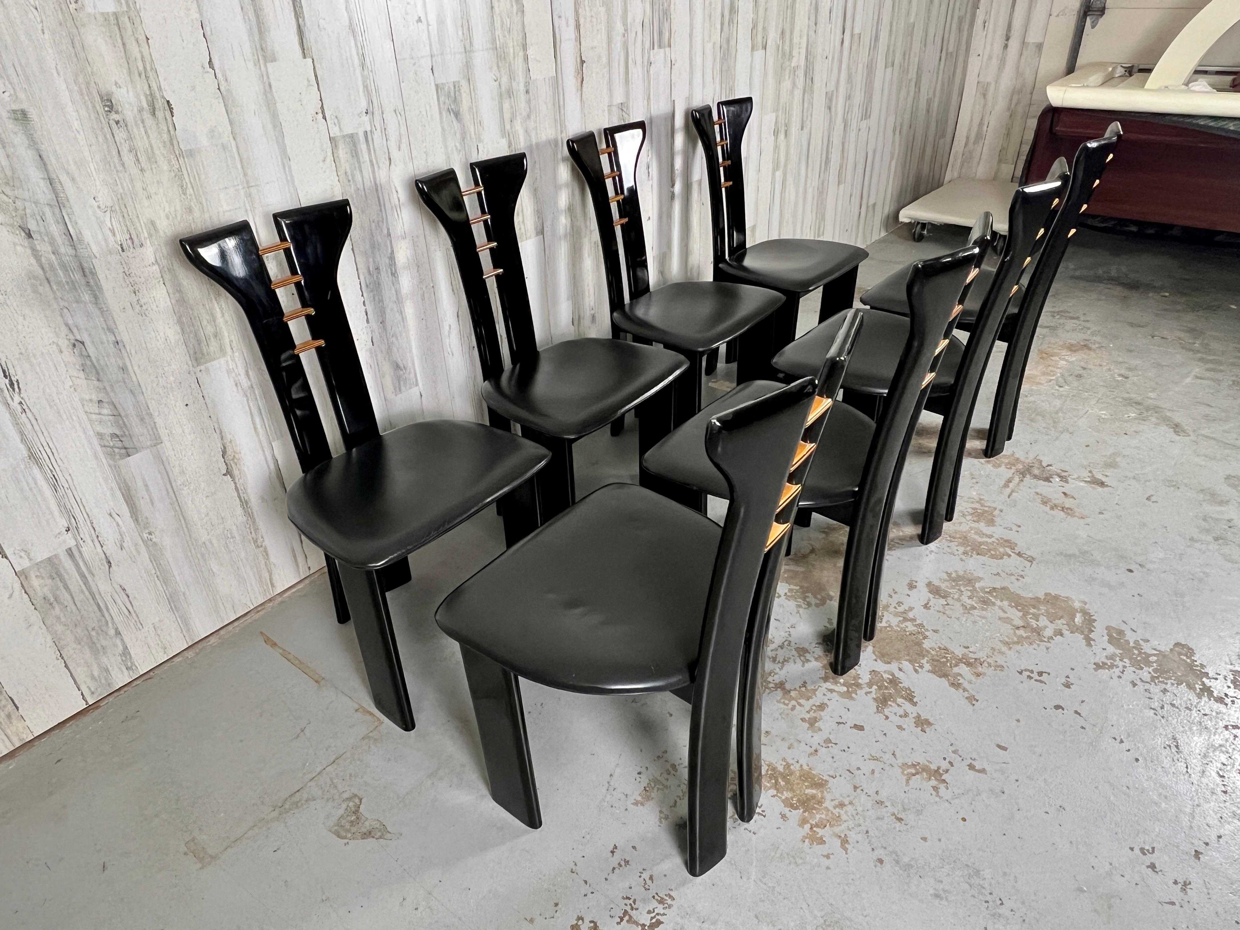 Pierre Cardin For Roche Bobois  Black Lacquer Dining Chairs 7
