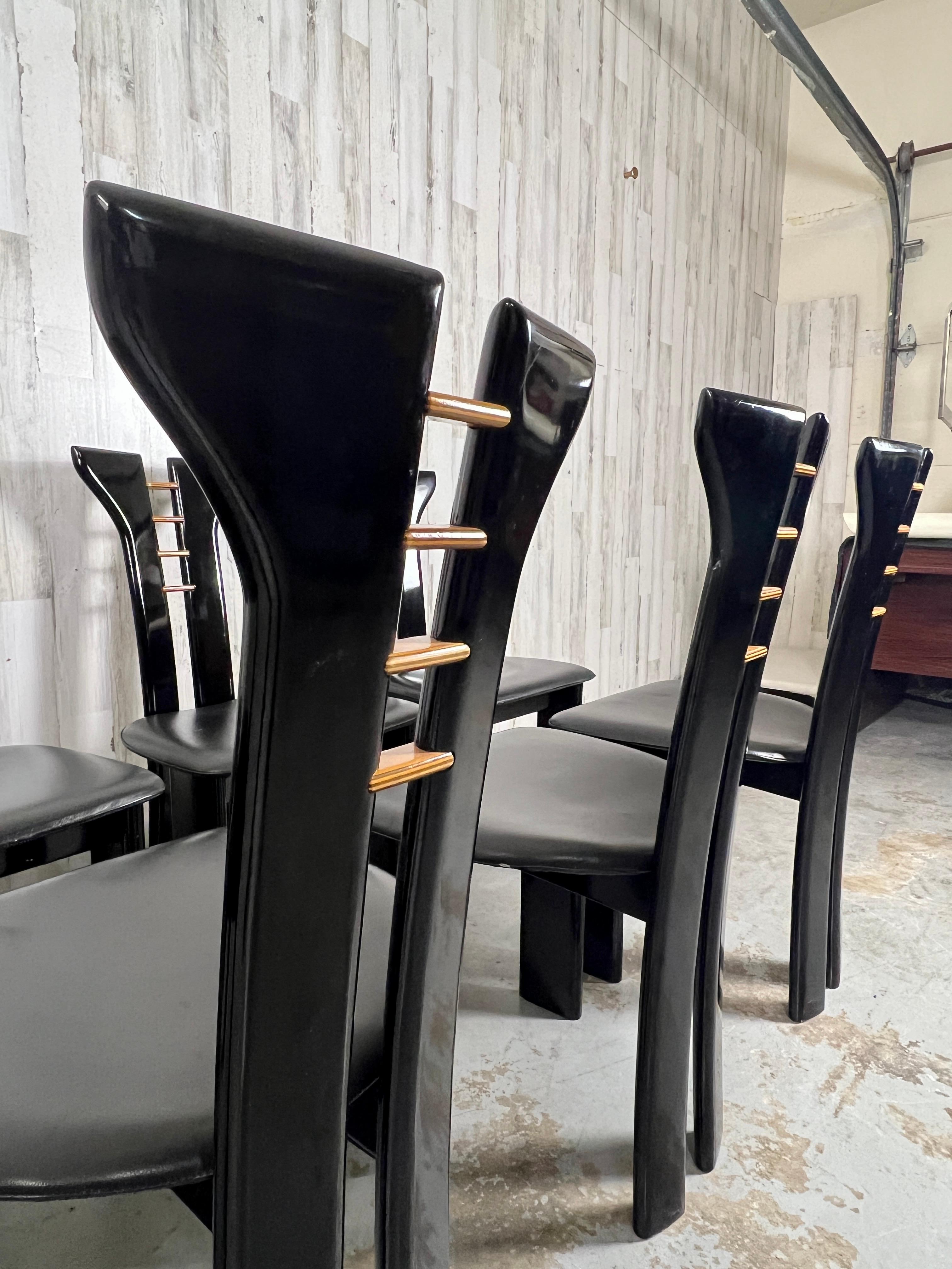 Pierre Cardin For Roche Bobois  Black Lacquer Dining Chairs 9