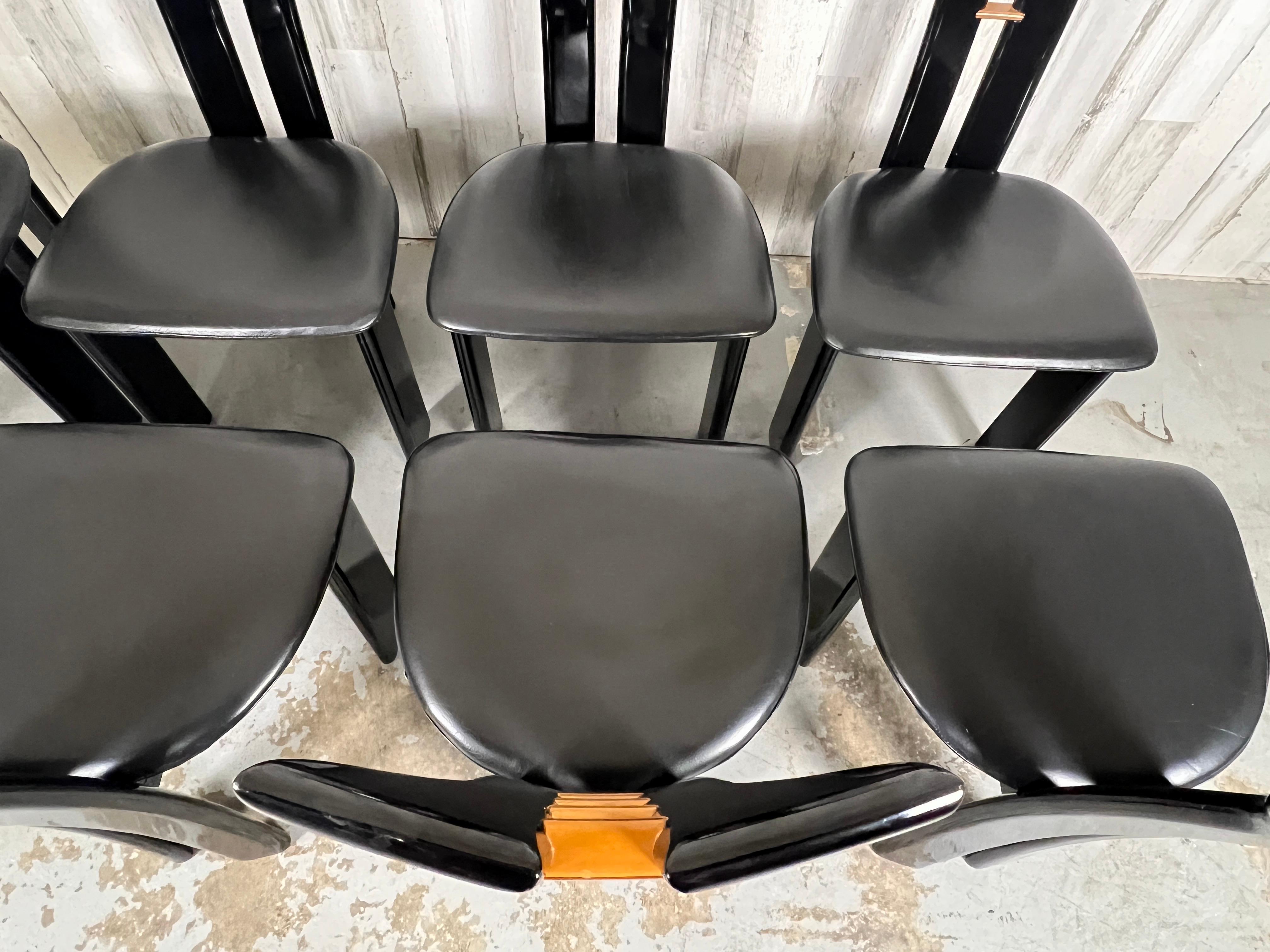 Pierre Cardin For Roche Bobois  Black Lacquer Dining Chairs 10