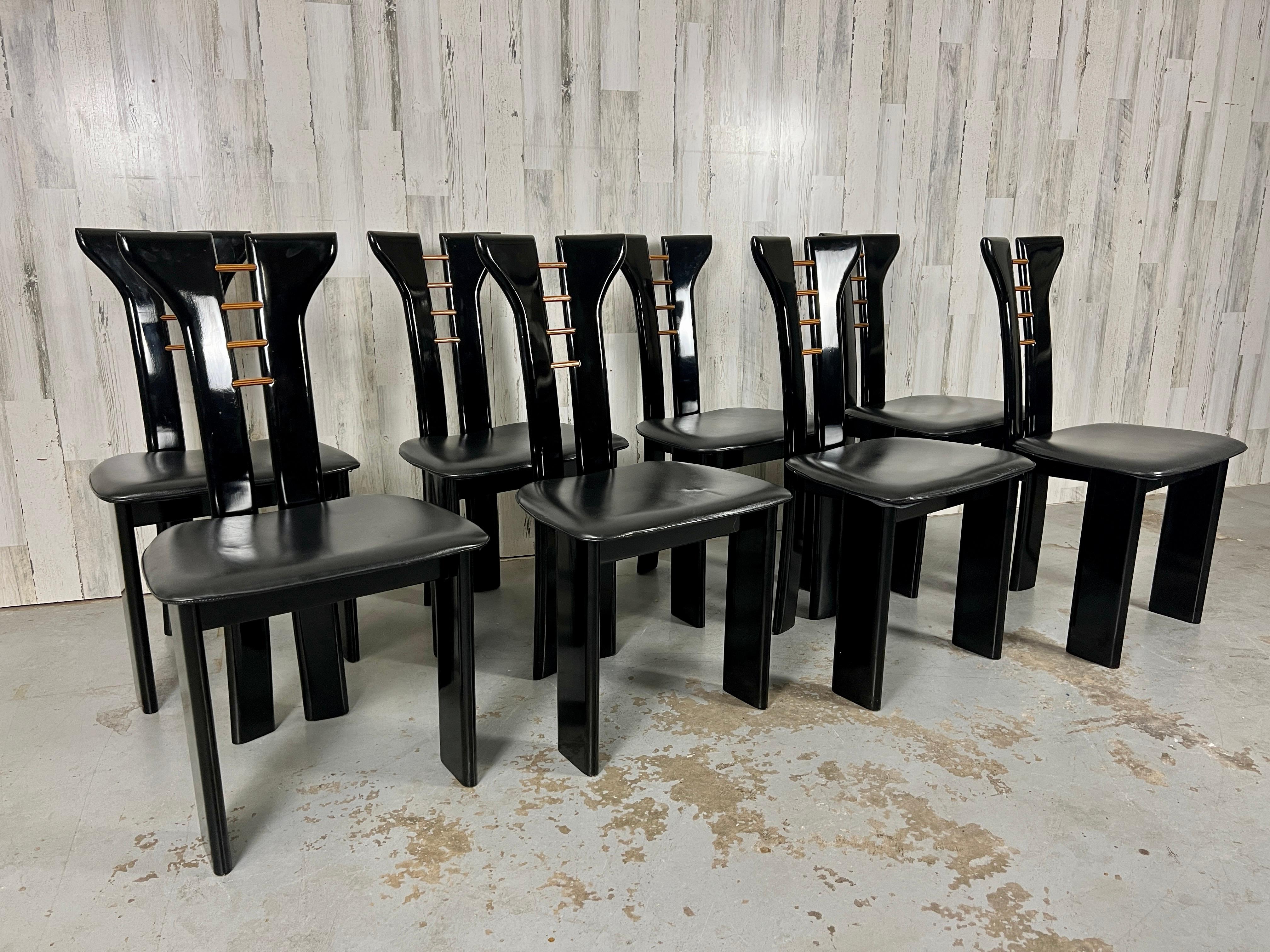 Pierre Cardin For Roche Bobois  Black Lacquer Dining Chairs 11