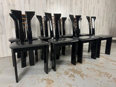Pierre Cardin For Roche Bobois  Black Lacquer Dining Chairs