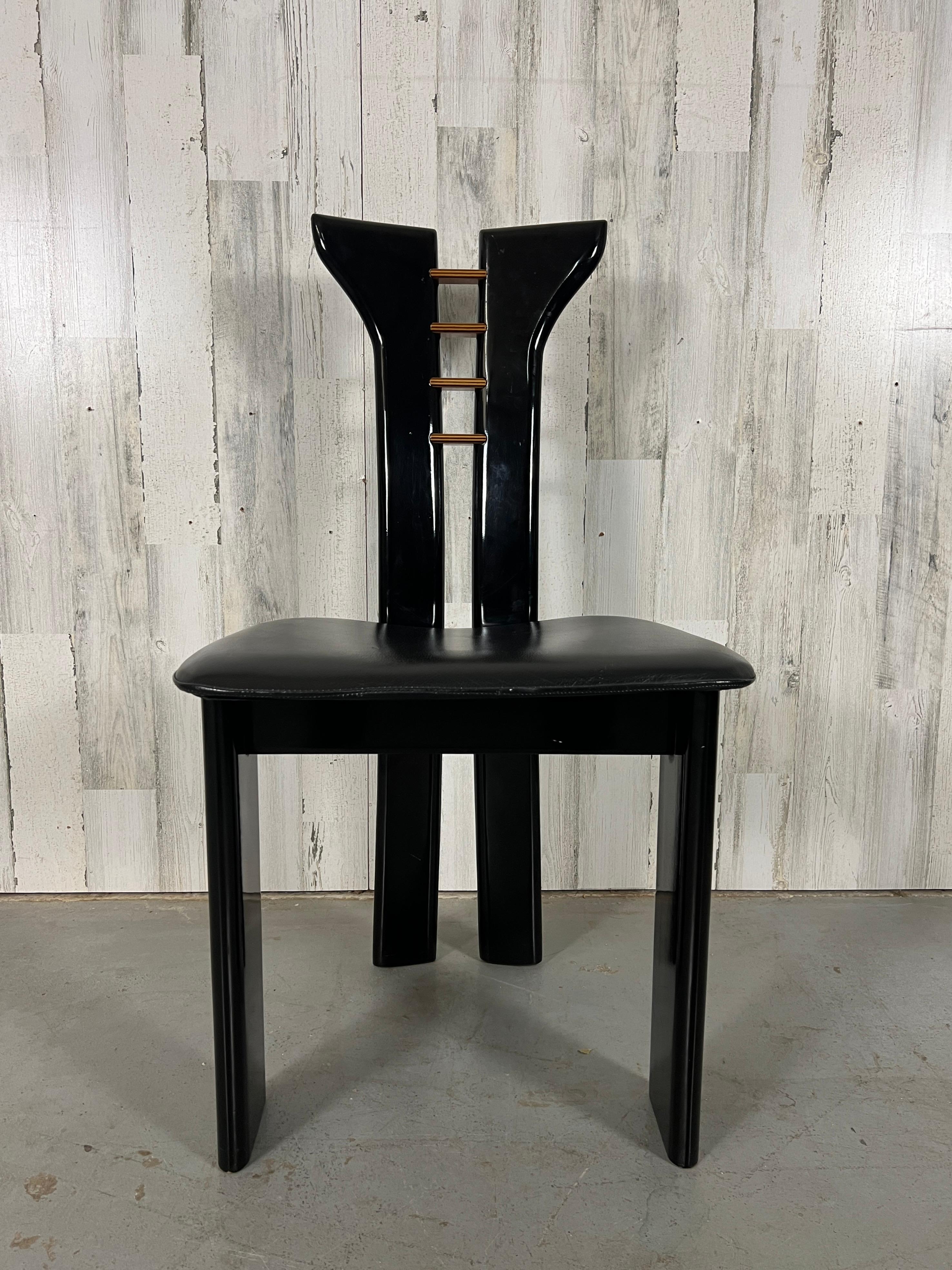 Italian Pierre Cardin For Roche Bobois  Black Lacquer Dining Chairs