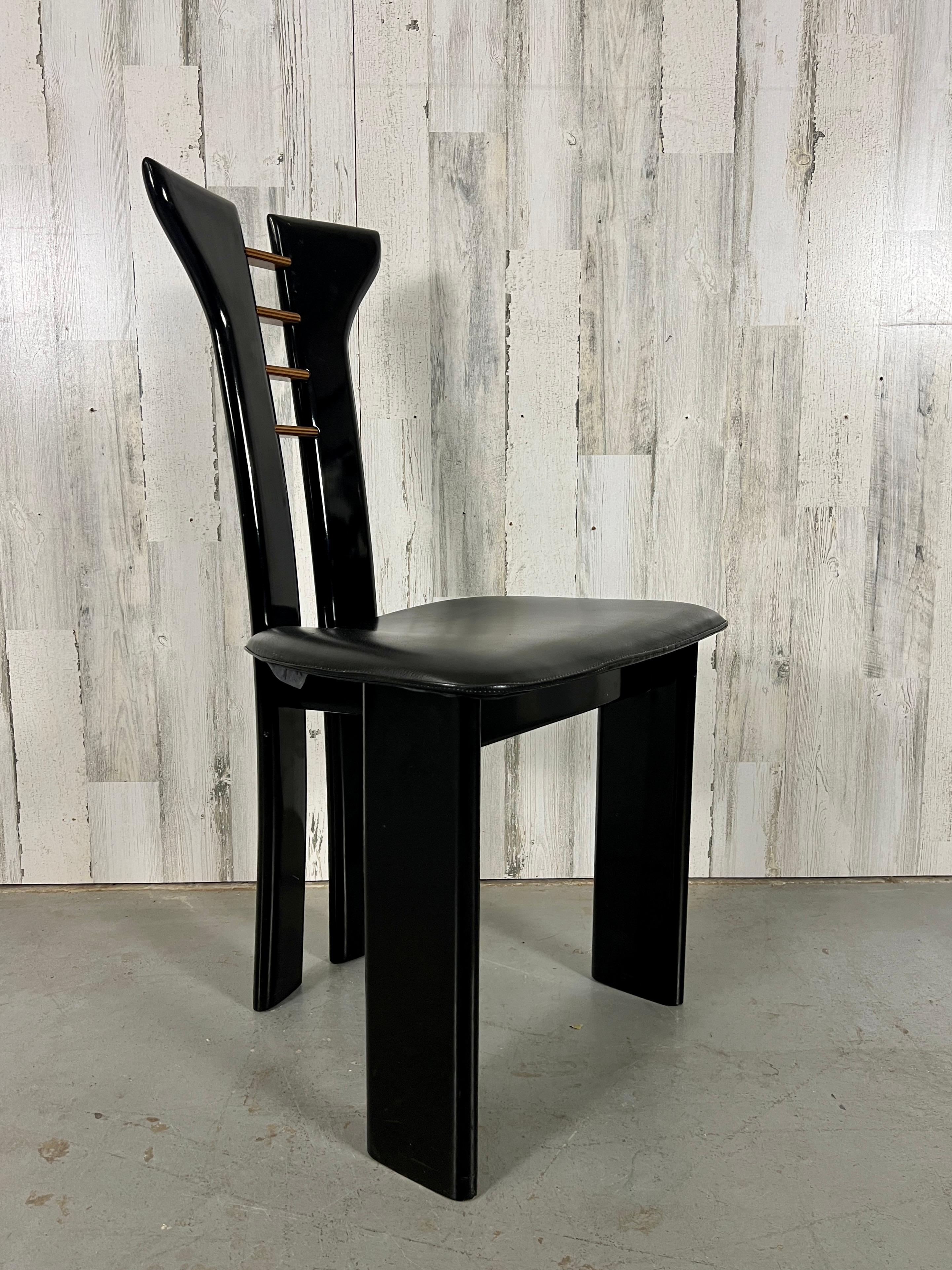20th Century Pierre Cardin For Roche Bobois  Black Lacquer Dining Chairs