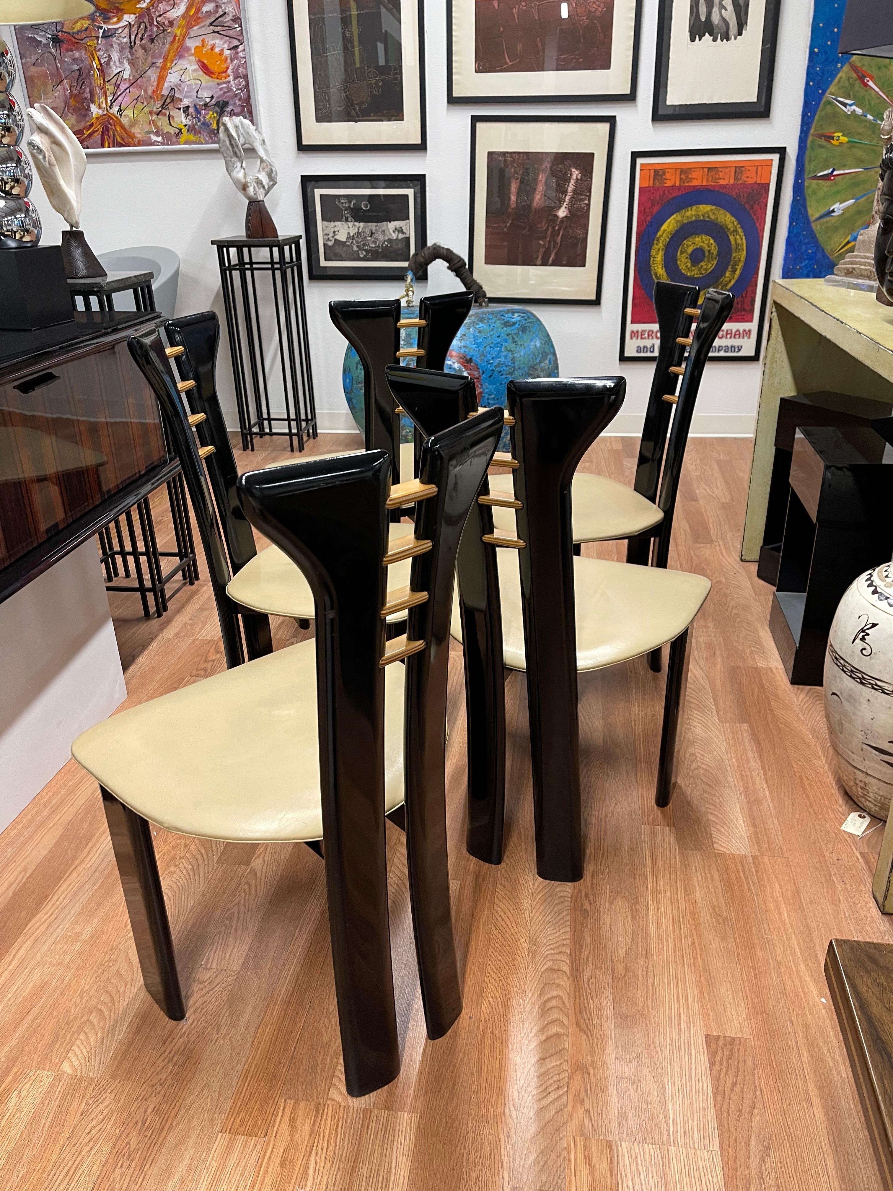 Lacquer Pierre Cardin for Roche Bobois Dining Chairs For Sale